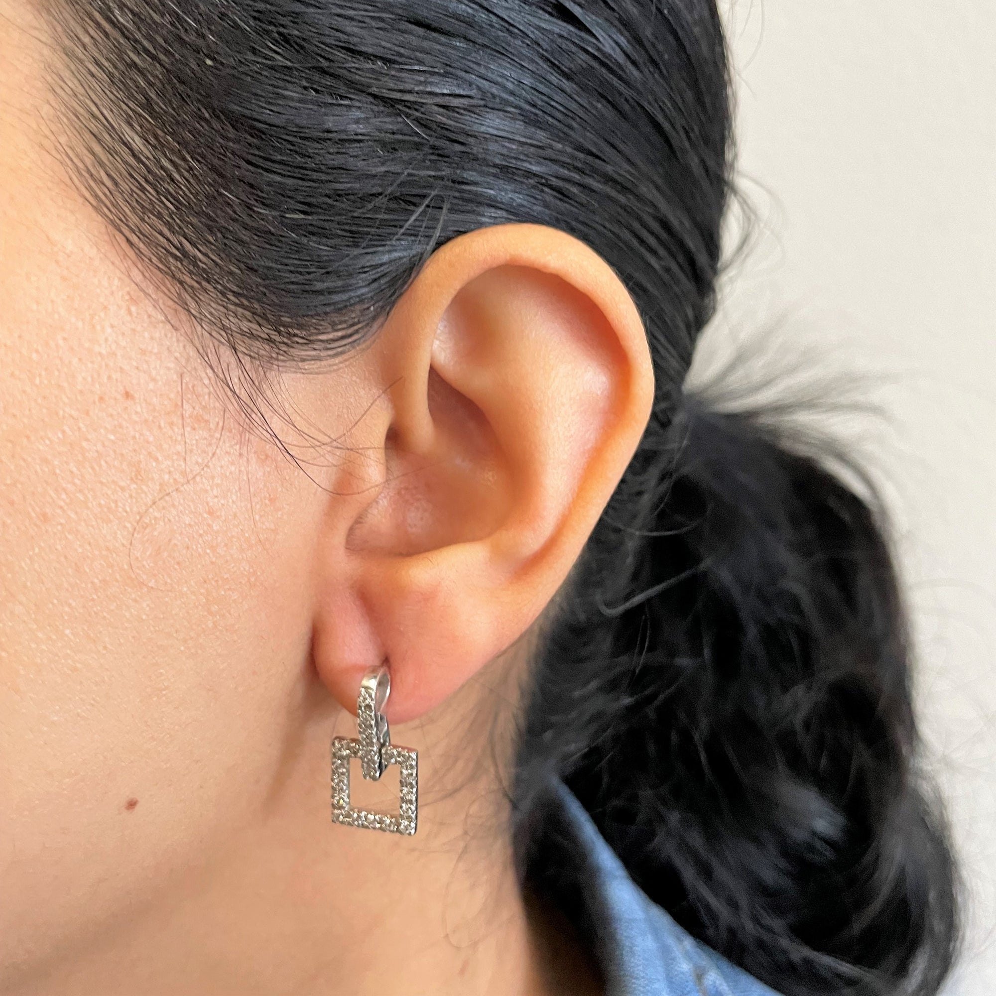 Square Pave Diamond Drop Earrings | 0.40ctw |