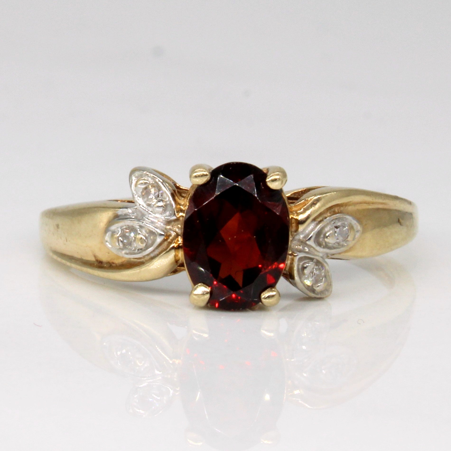 Garnet & Diamond Bypass Ring | 0.75ct, 0.02ctw | SZ 7 |