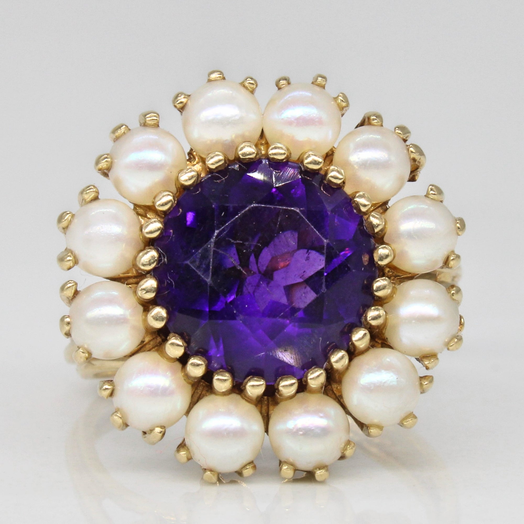 Amethyst & Pearl Cocktail Ring | 2.68ct | SZ 7.25 |