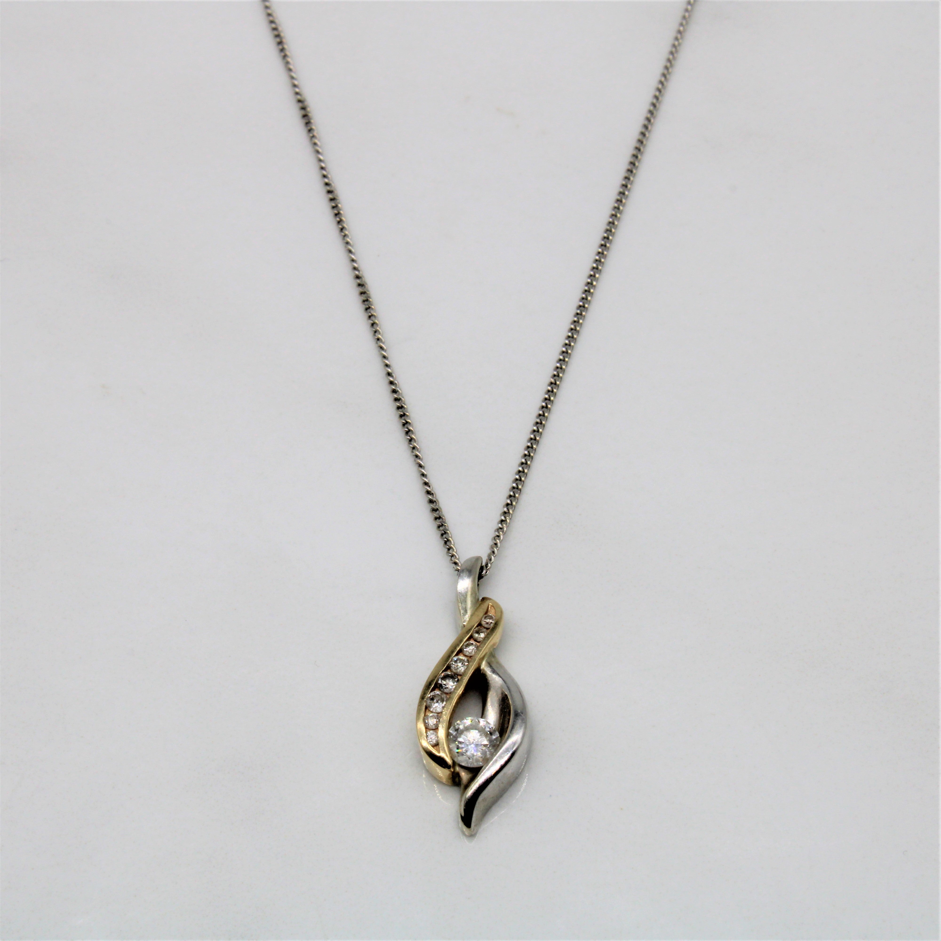 Two Tone Diamond Bypass Necklace | 0.28ctw | 18" |
