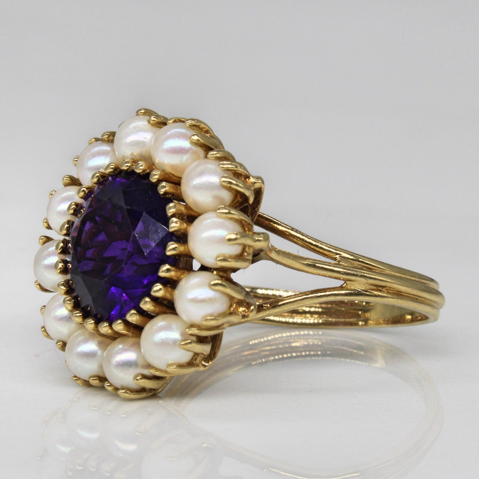 Amethyst & Pearl Cocktail Ring | 2.68ct | SZ 7.25 |