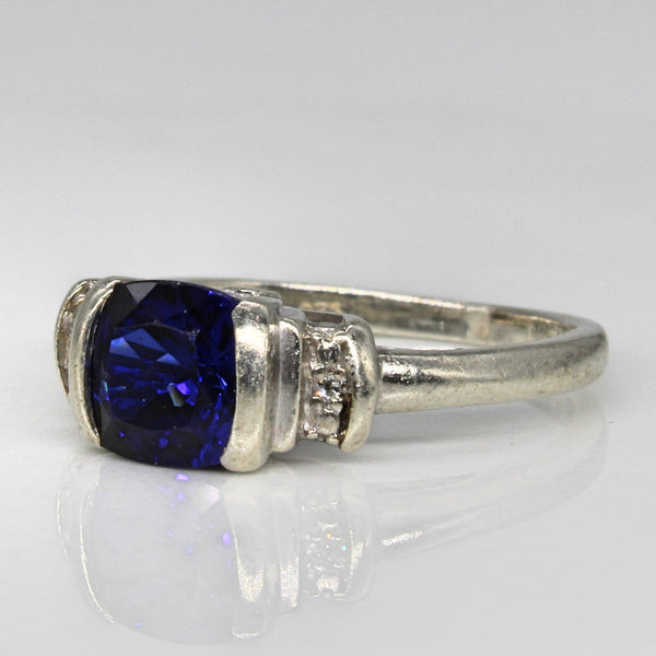 Synthetic Sapphire & Diamond Ring | 1.00ct, 0.01ctw | SZ 4 |