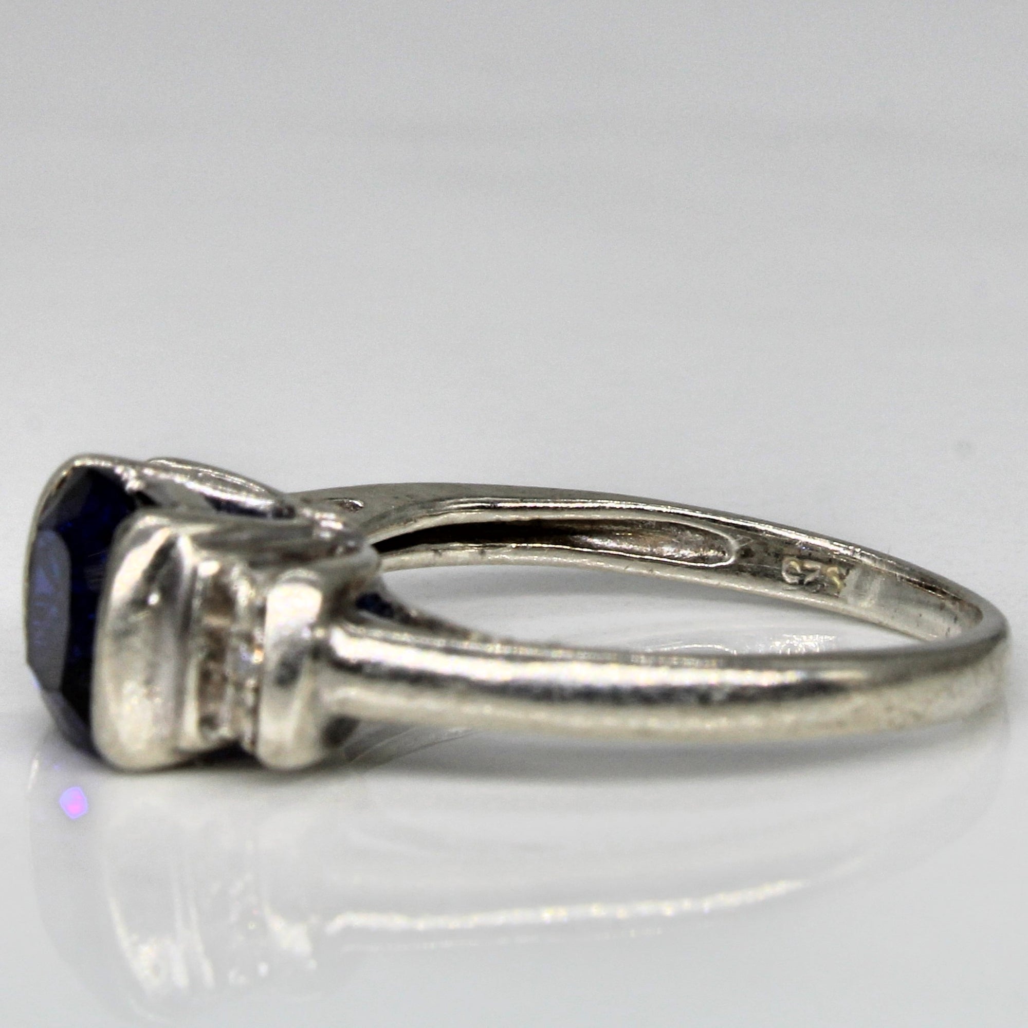 Synthetic Sapphire & Diamond Ring | 1.00ct, 0.01ctw | SZ 4 |