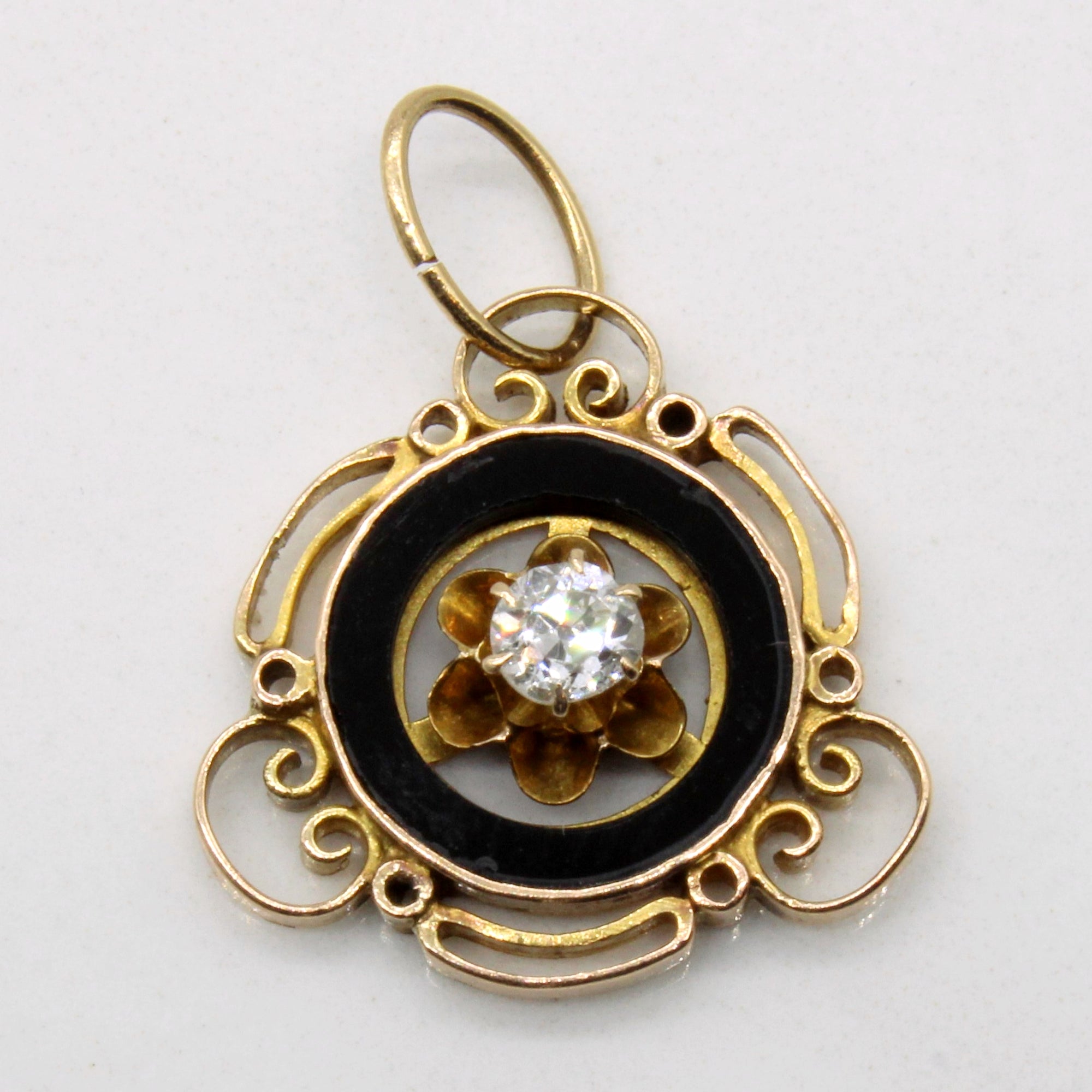 Diamond & Black Onyx Antique Pendant | 0.13ct |