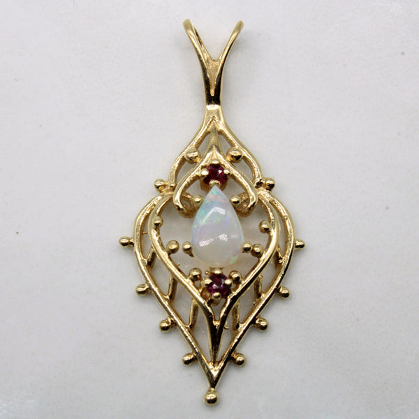 Opal & Ruby Ornate Pendant | 0.45ct, 0.08ctw |