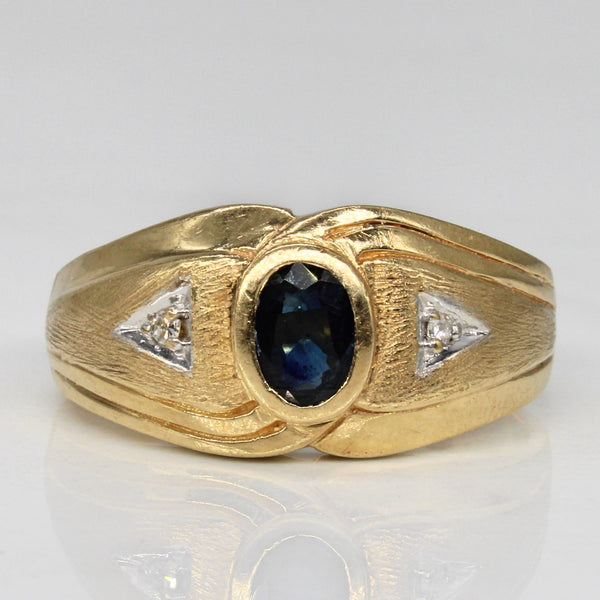 Bezel Set Sapphire & Diamond Ring | 0.48ct, 0.02ctw | SZ 9.5 |