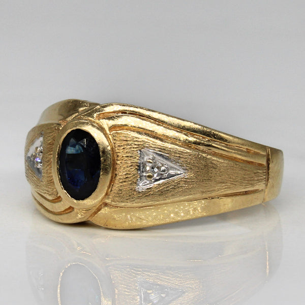 Bezel Set Sapphire & Diamond Ring | 0.48ct, 0.02ctw | SZ 9.5 |