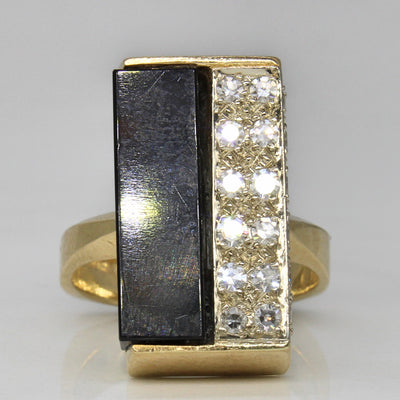 Onyx & Diamond Cocktail Ring | 3.00ct, 0.54ctw | SZ 6 |