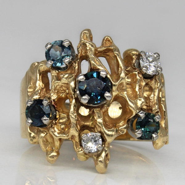 Abstract Sapphire & Diamond Ring | 0.90ctw, 0.16ctw | SZ 7.75 |