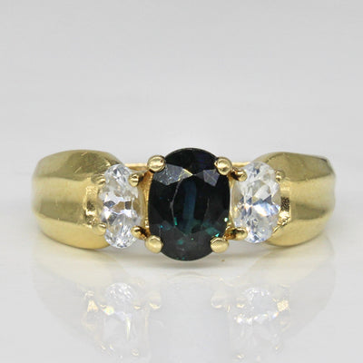 Three Stone Blue & White Sapphire Ring | 1.55ctw | SZ 7 |