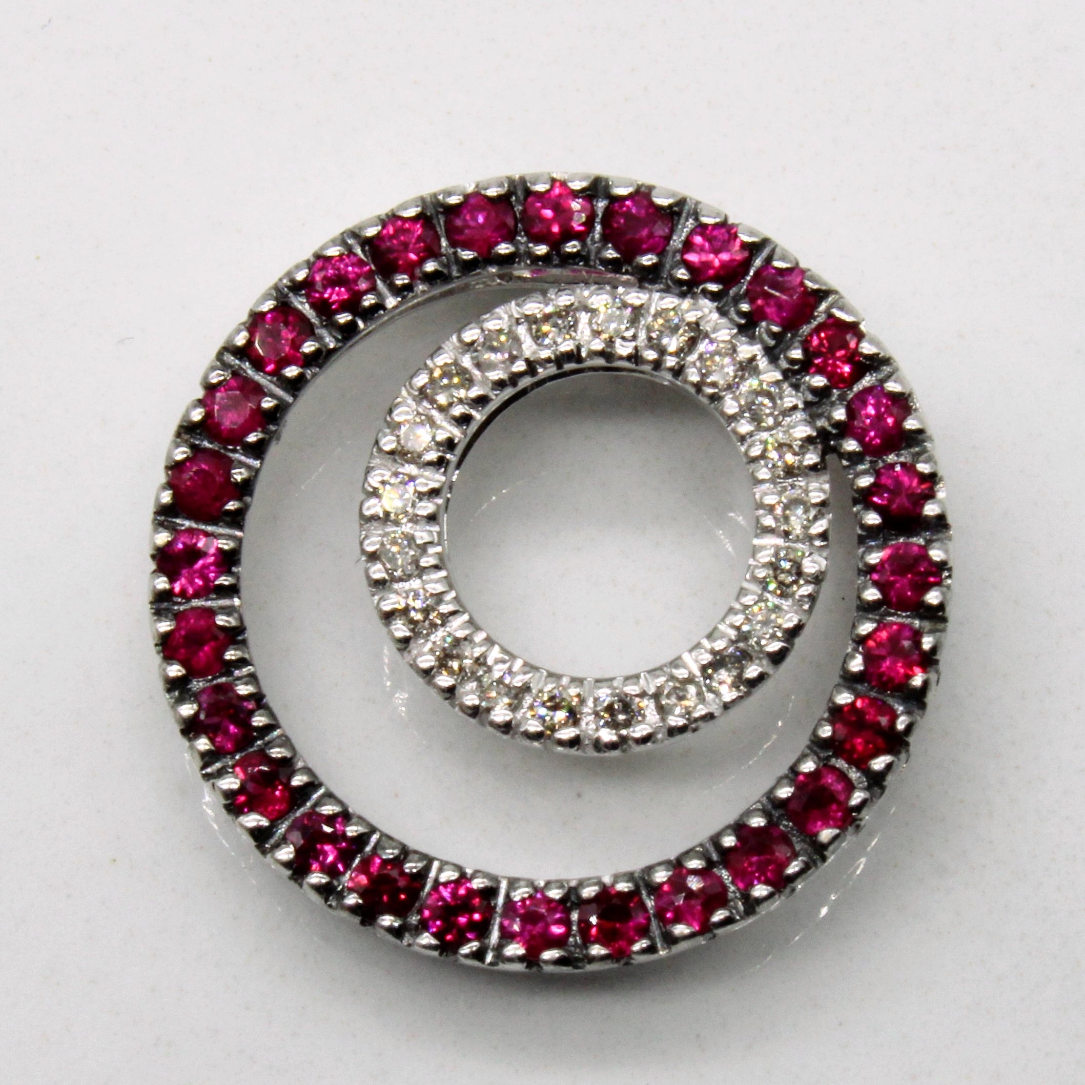 Synthetic Ruby & Diamond Pendant | 0.42ctw, 0.11ctw |