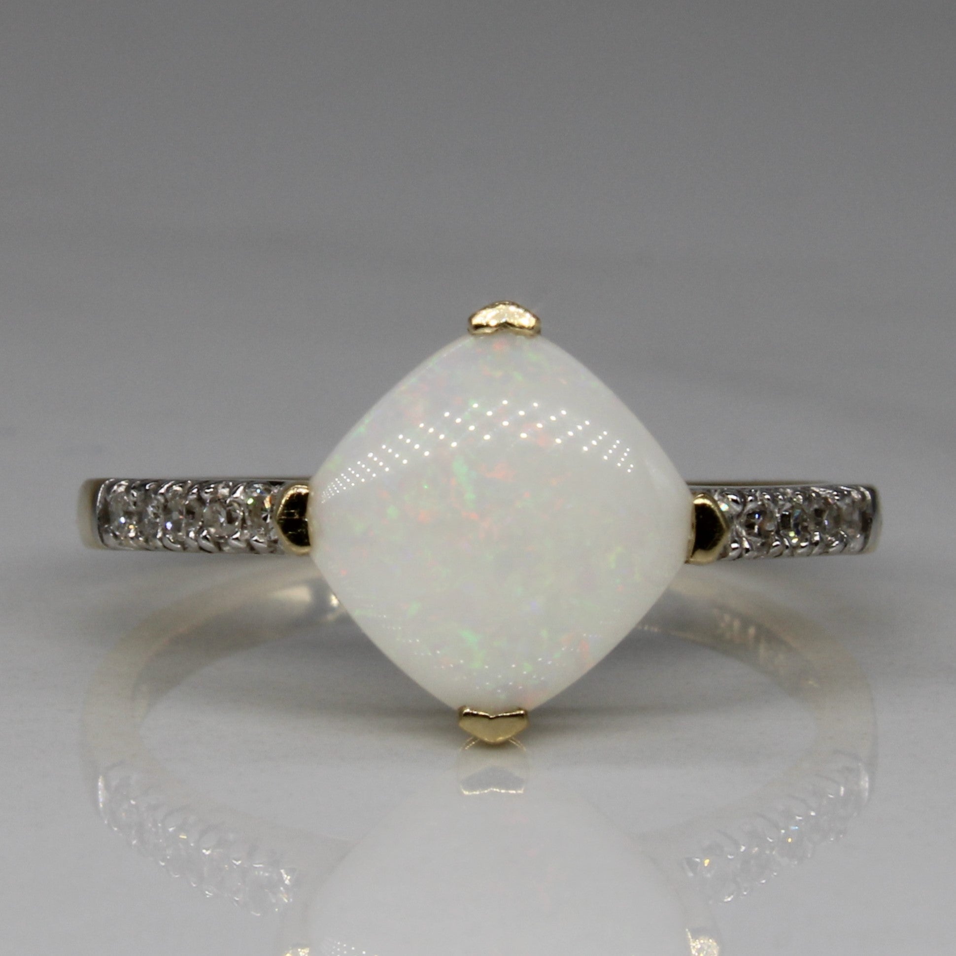 Opal Cabochon & Diamond Ring | 1.00ct, 0.05ctw | SZ 7 |