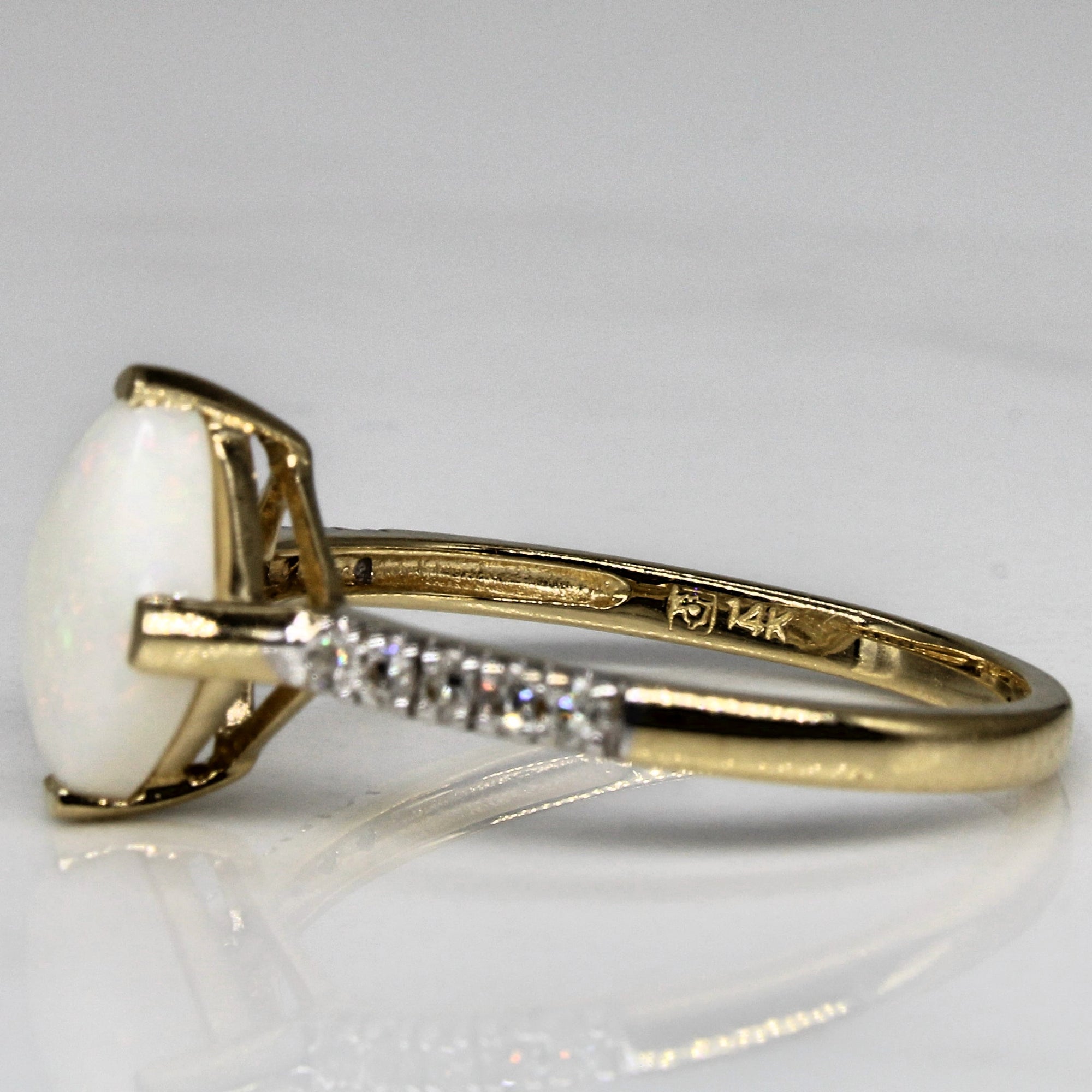 Opal Cabochon & Diamond Ring | 1.00ct, 0.05ctw | SZ 7 |