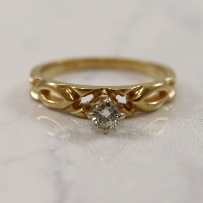 Solitaire Diamond Open Work Ring | 0.13ct | SZ 5.5 |