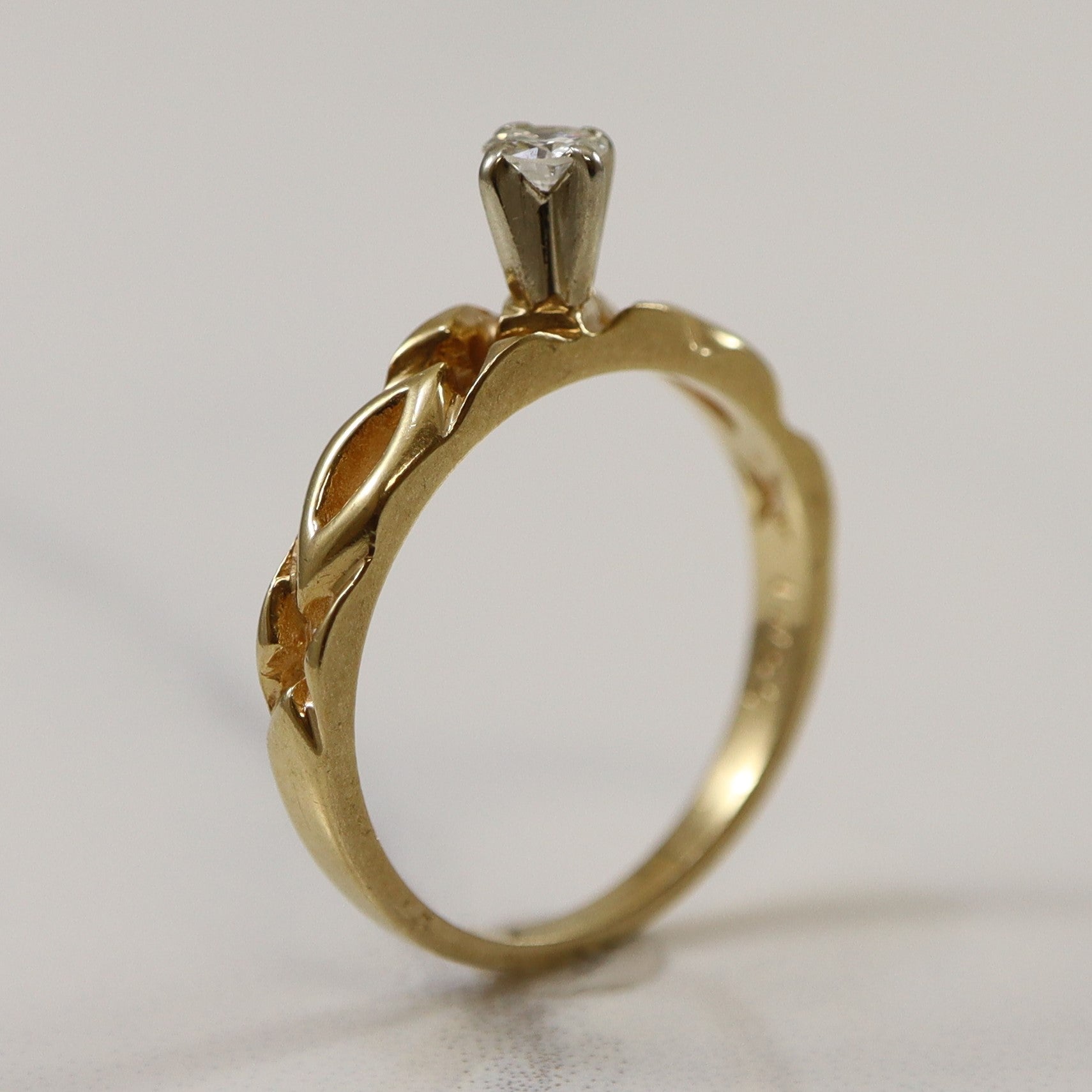Solitaire Diamond Open Work Ring | 0.13ct | SZ 5.5 |
