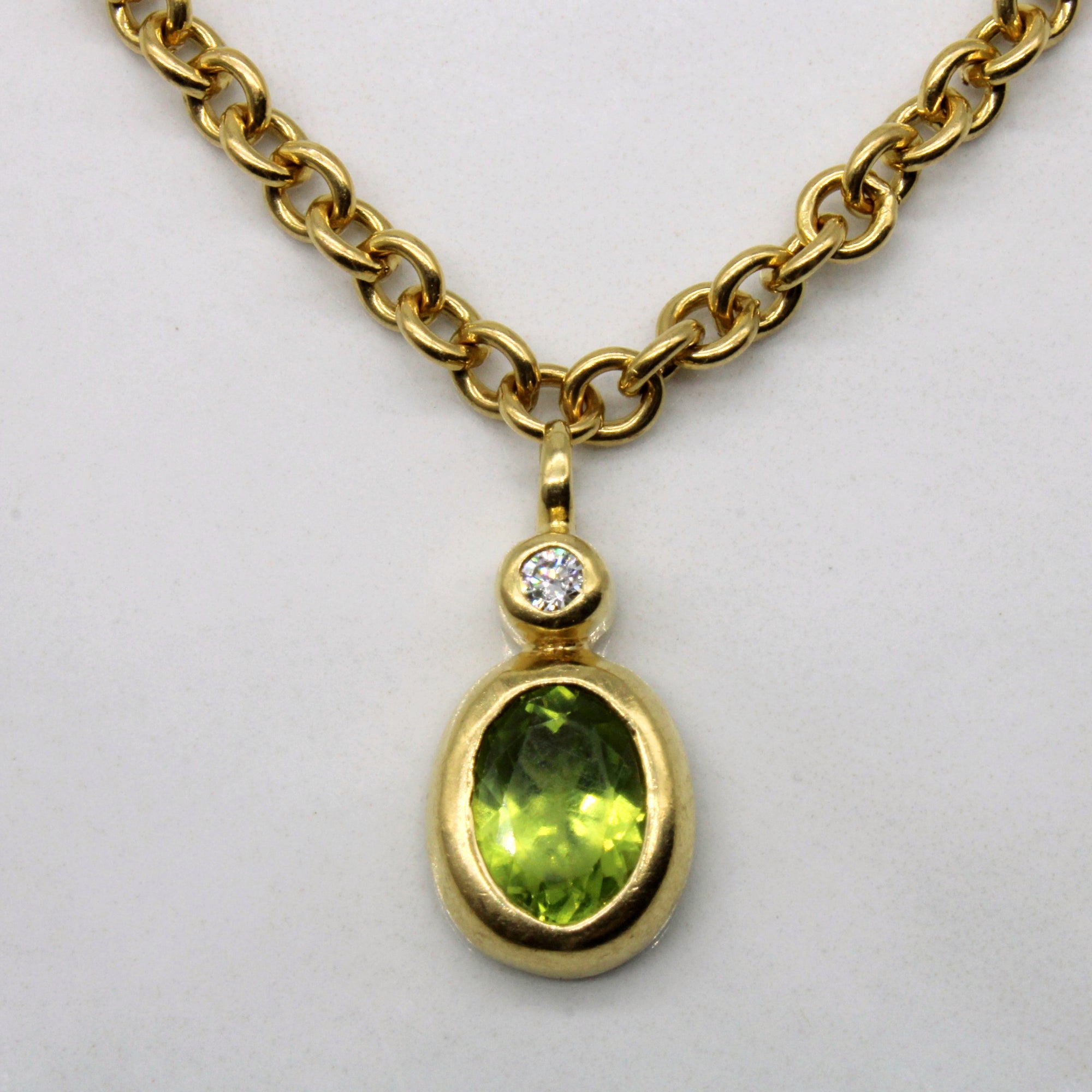 Peridot & Diamond Charm Bracelet | 1.05ct, 0.05ct | 7