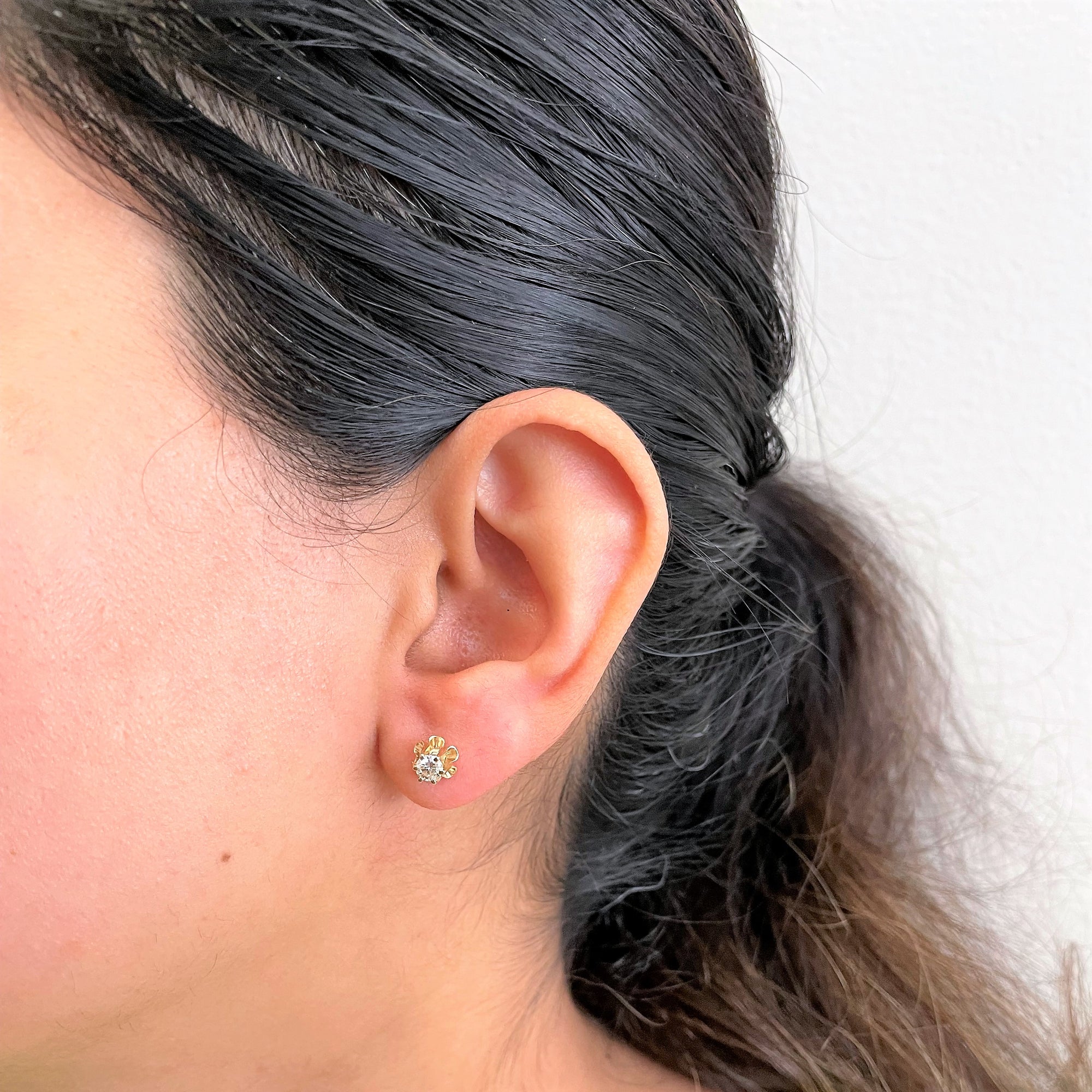 Belcher Set Diamond Stud Earrings | 0.37ctw |