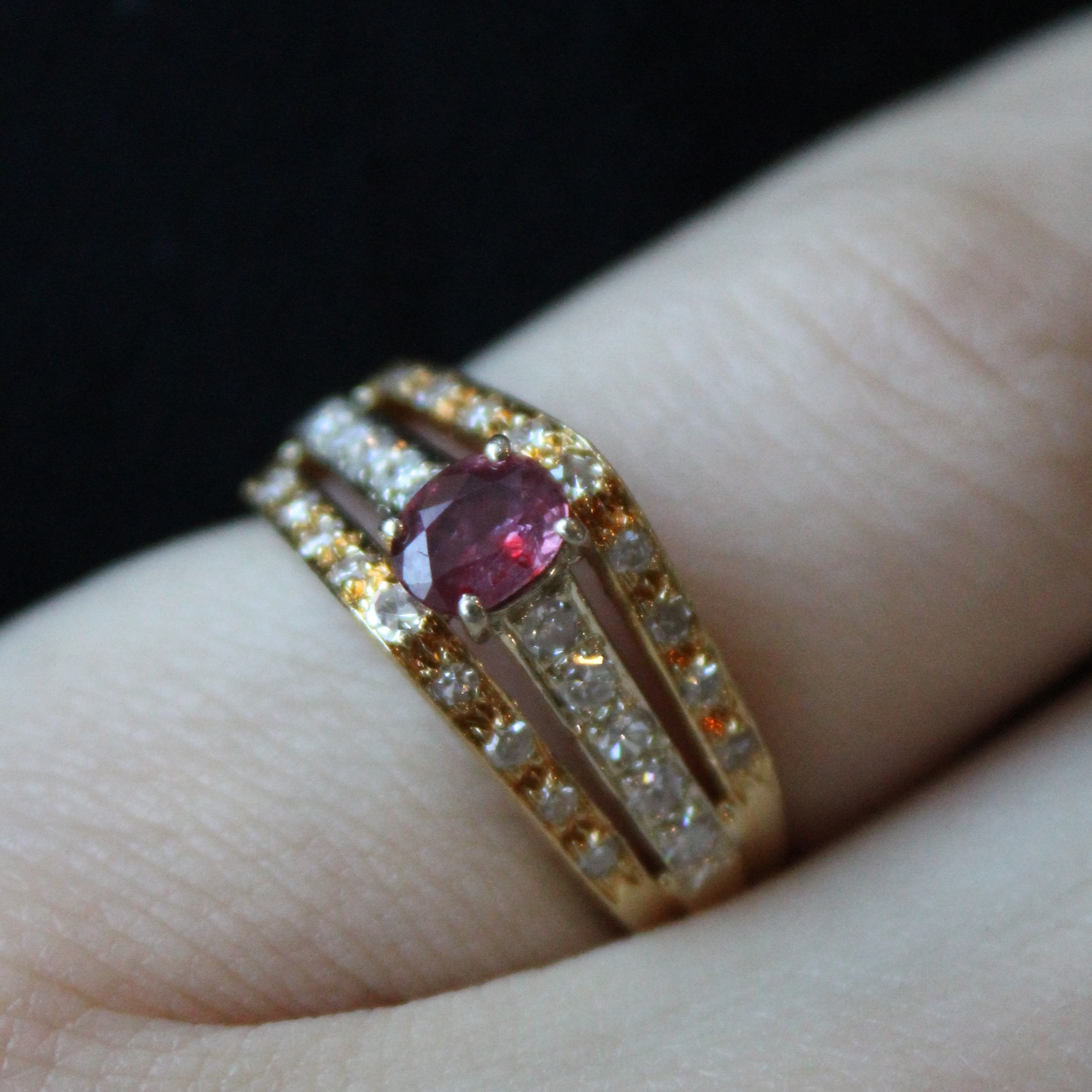 Ruby & Diamond High Set Ring | 0.33ct, 0.24ctw | SZ 6 |