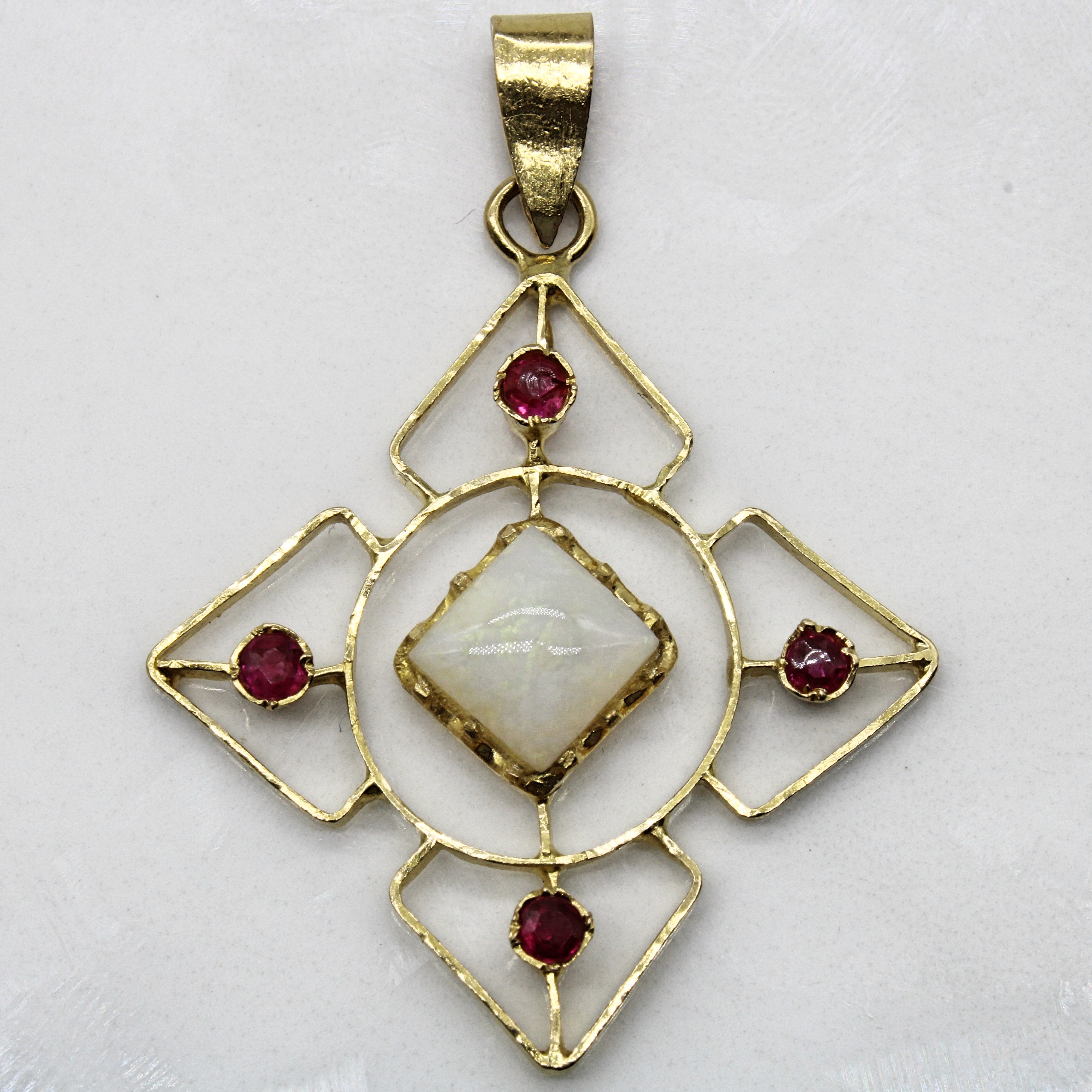 Opal & Synthetic Ruby Pendant | 2.60ct, 0.35ctw |