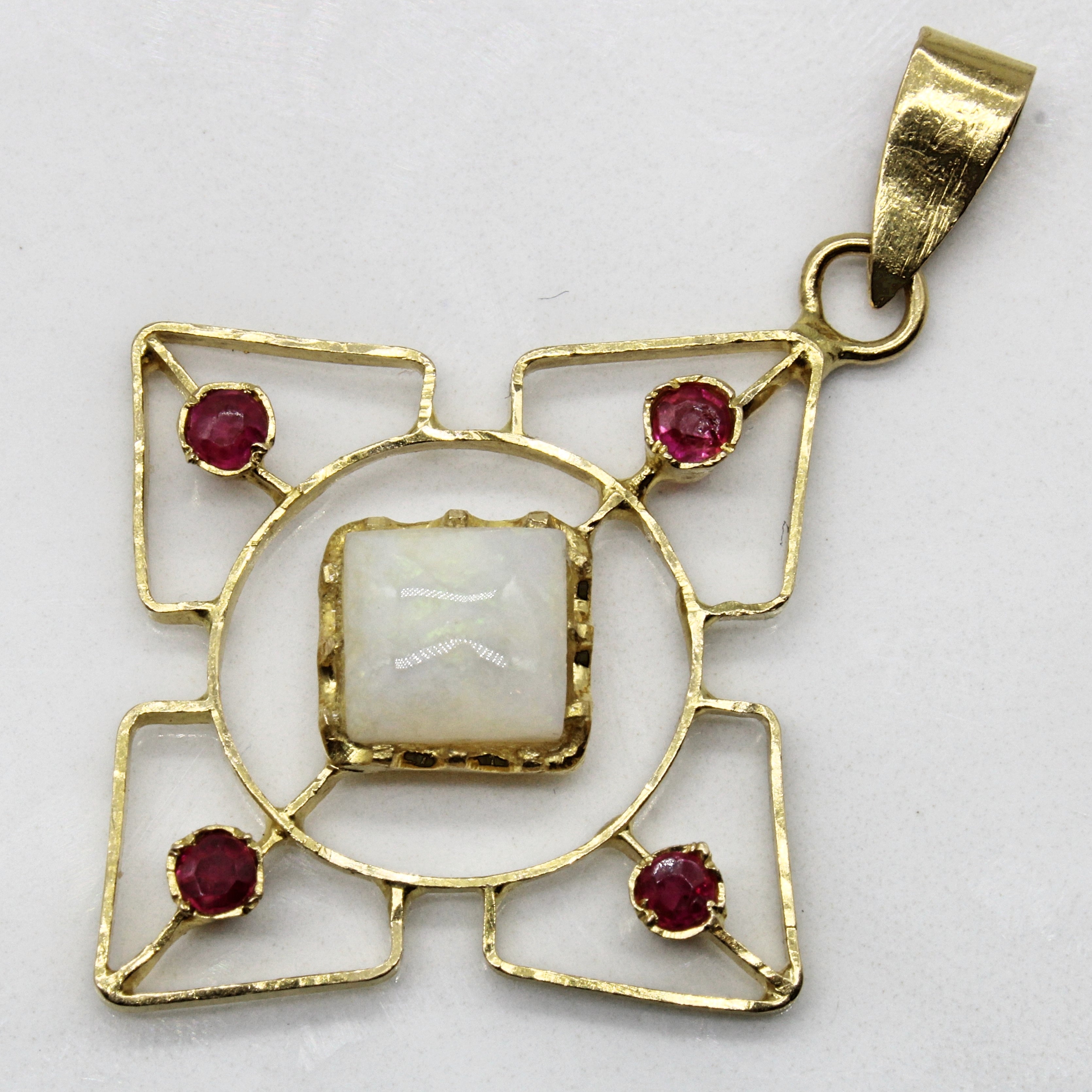 Opal & Synthetic Ruby Pendant | 2.60ct, 0.35ctw |