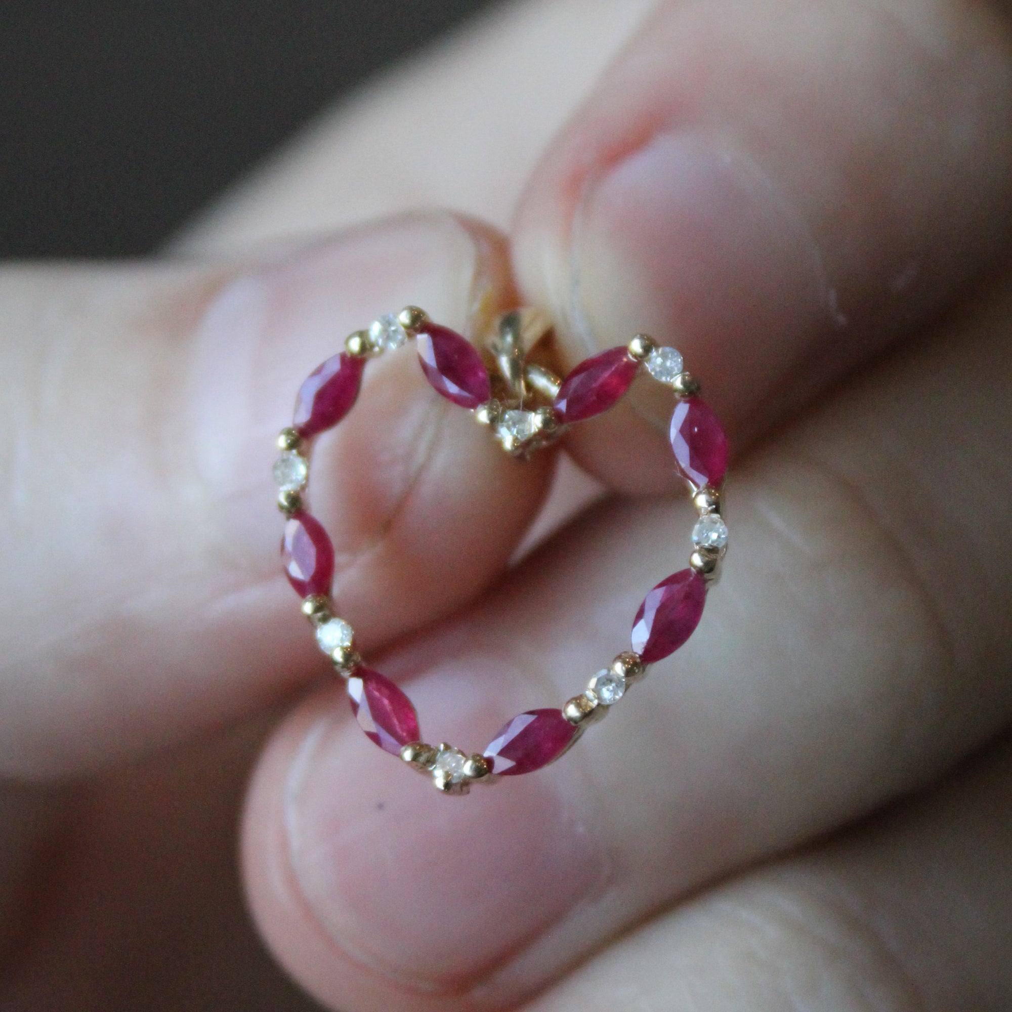 Ruby & Diamond Heart Pendant | 0.50ctw, 0.08ctw |