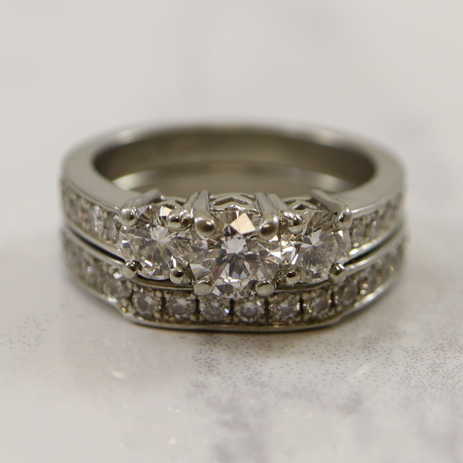 Three Stone Diamond Wedding Set | 1.44ctw | SZ 5.5 |