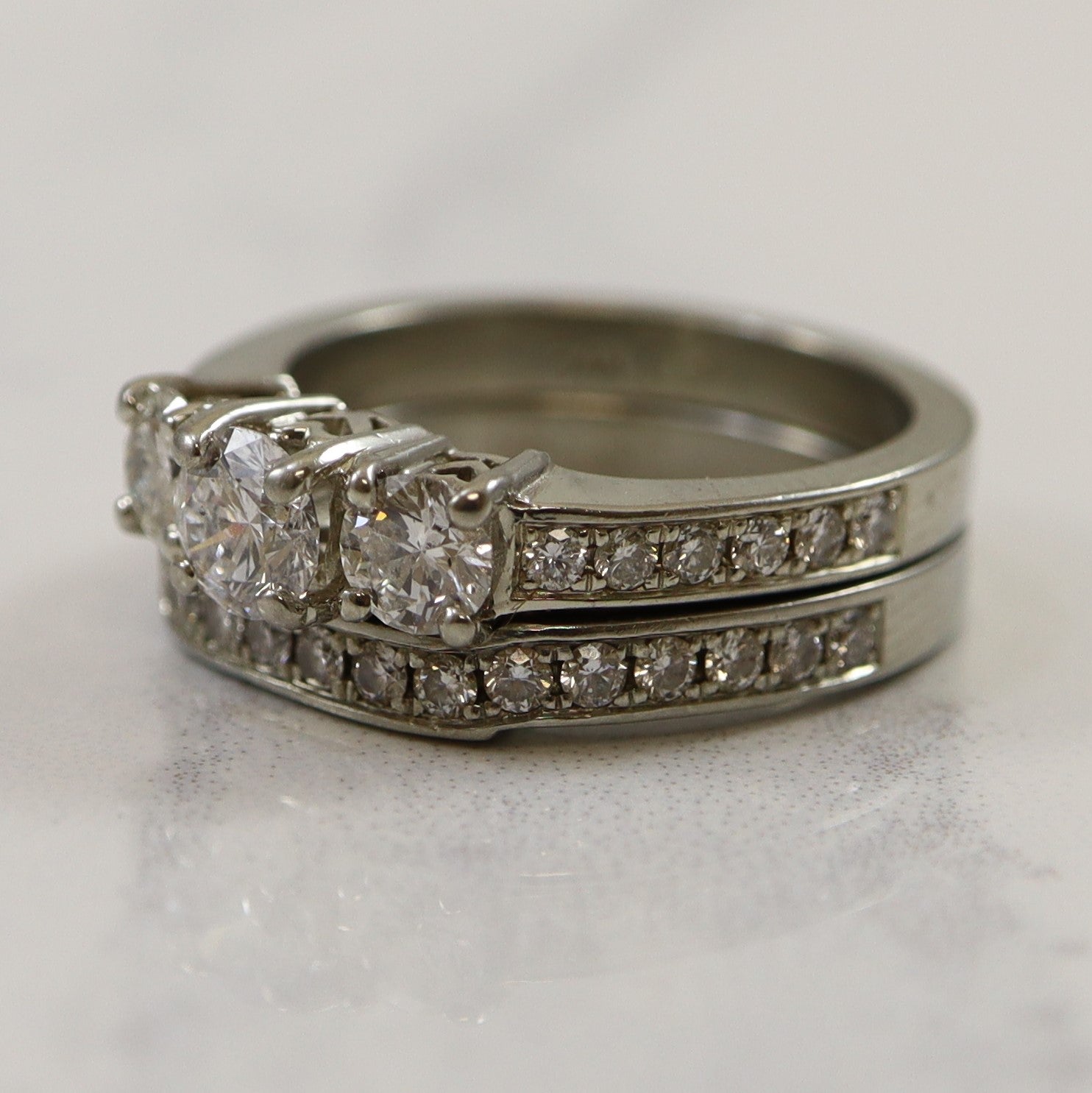 Three Stone Diamond Wedding Set | 1.44ctw | SZ 5.5 |