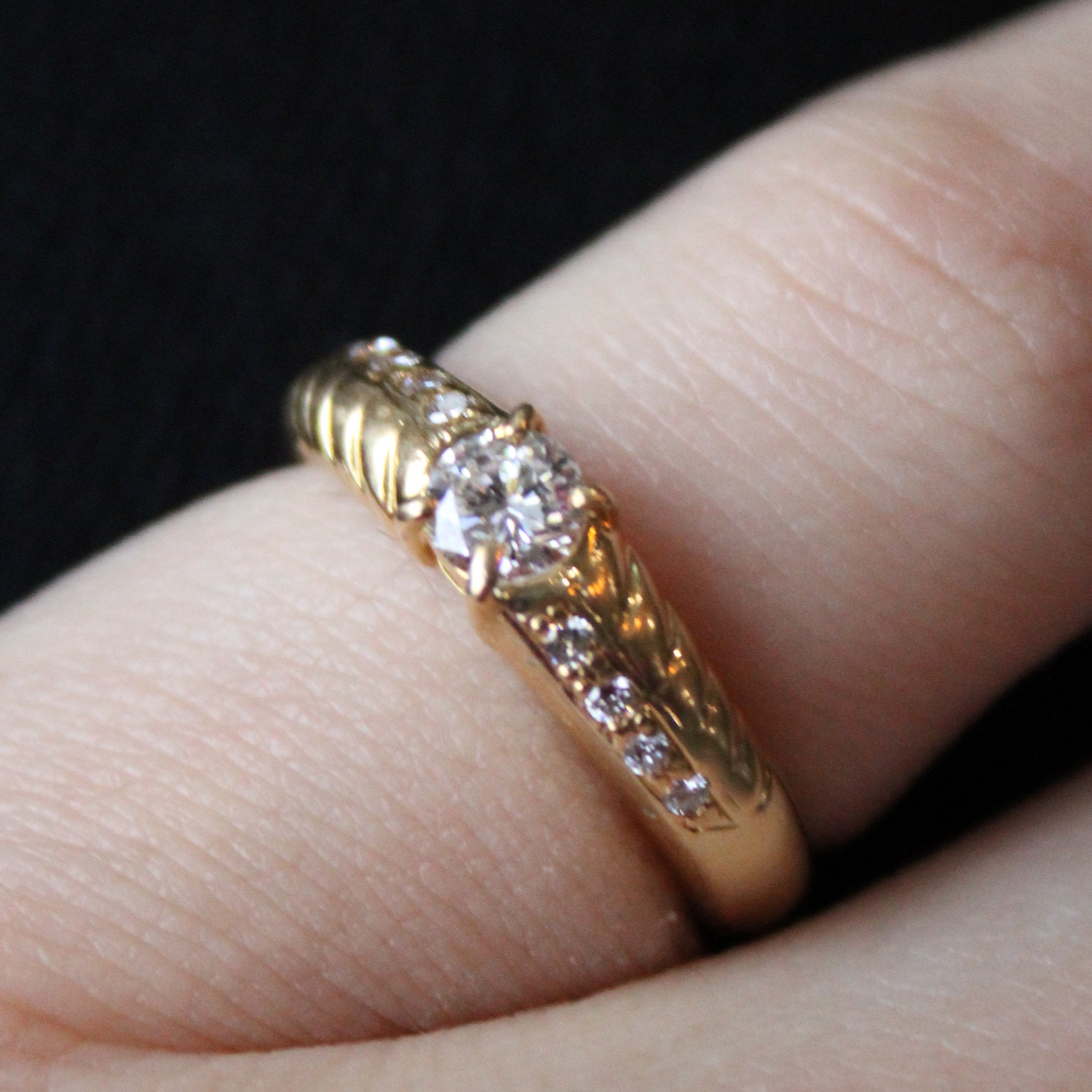 Offset Diamond Detailed Engagement Ring | 0.33ctw | SZ 5.5 |
