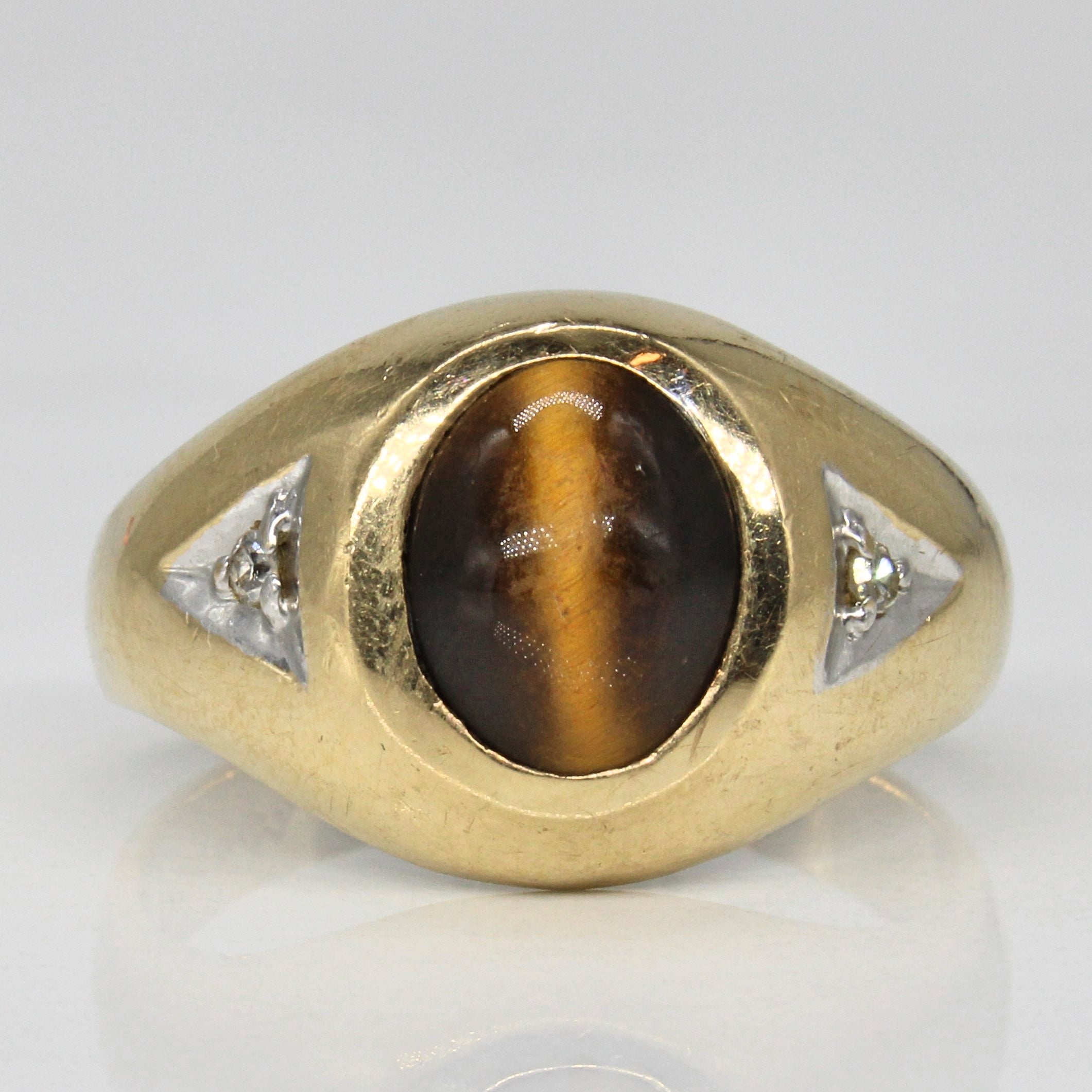 Tiger Eye Simulant & Diamond Ring | 2.00ct, 0.04ctw | SZ 12.25 |