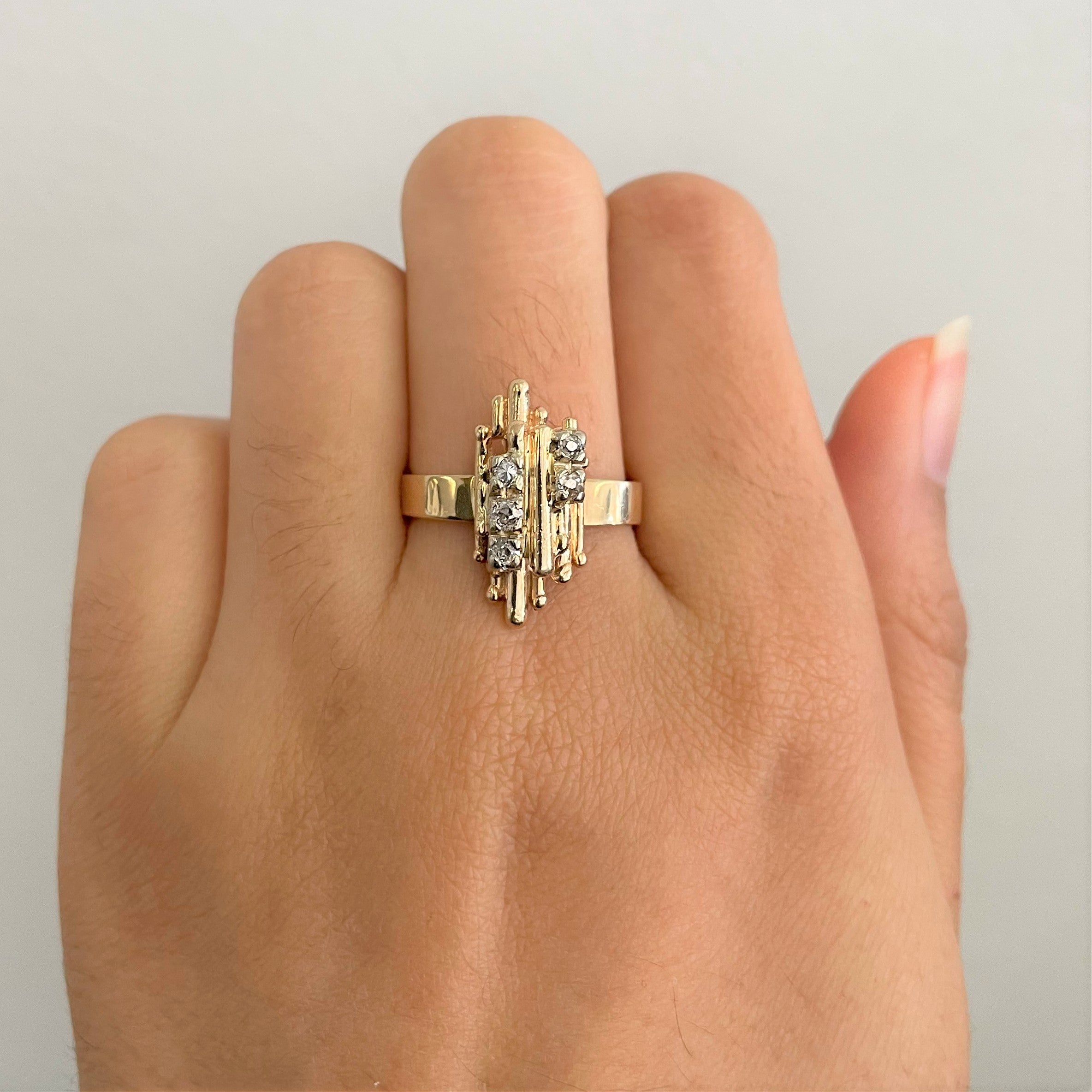 Old Mine Cut Diamond Cocktail Ring | 0.25ctw | SZ 9.25 |