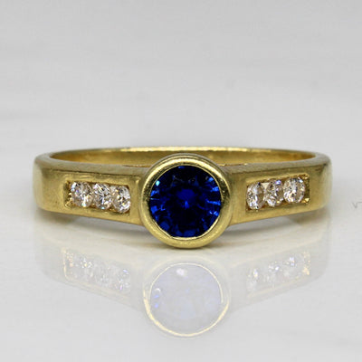 Synthetic Spinel & Diamond High Set Ring | 0.32ct, 0.11ctw | SZ 7 |
