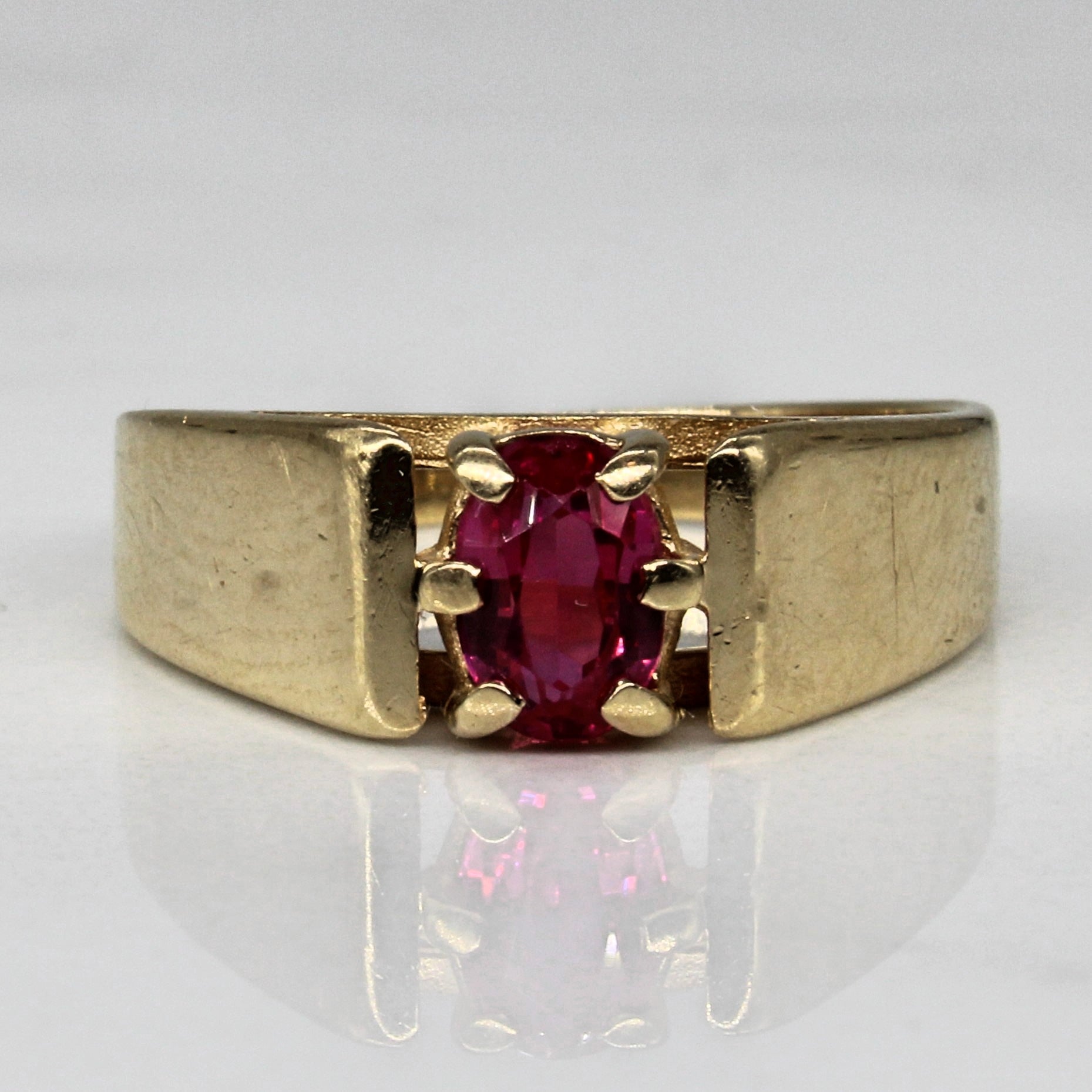 Synthetic Ruby High Set Ring | 0.40ct | SZ 5.75 |