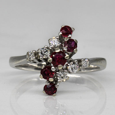Synthetic Ruby & Diamond Waterfall Ring | 0.50ctw, 0.15ctw | SZ 8 |