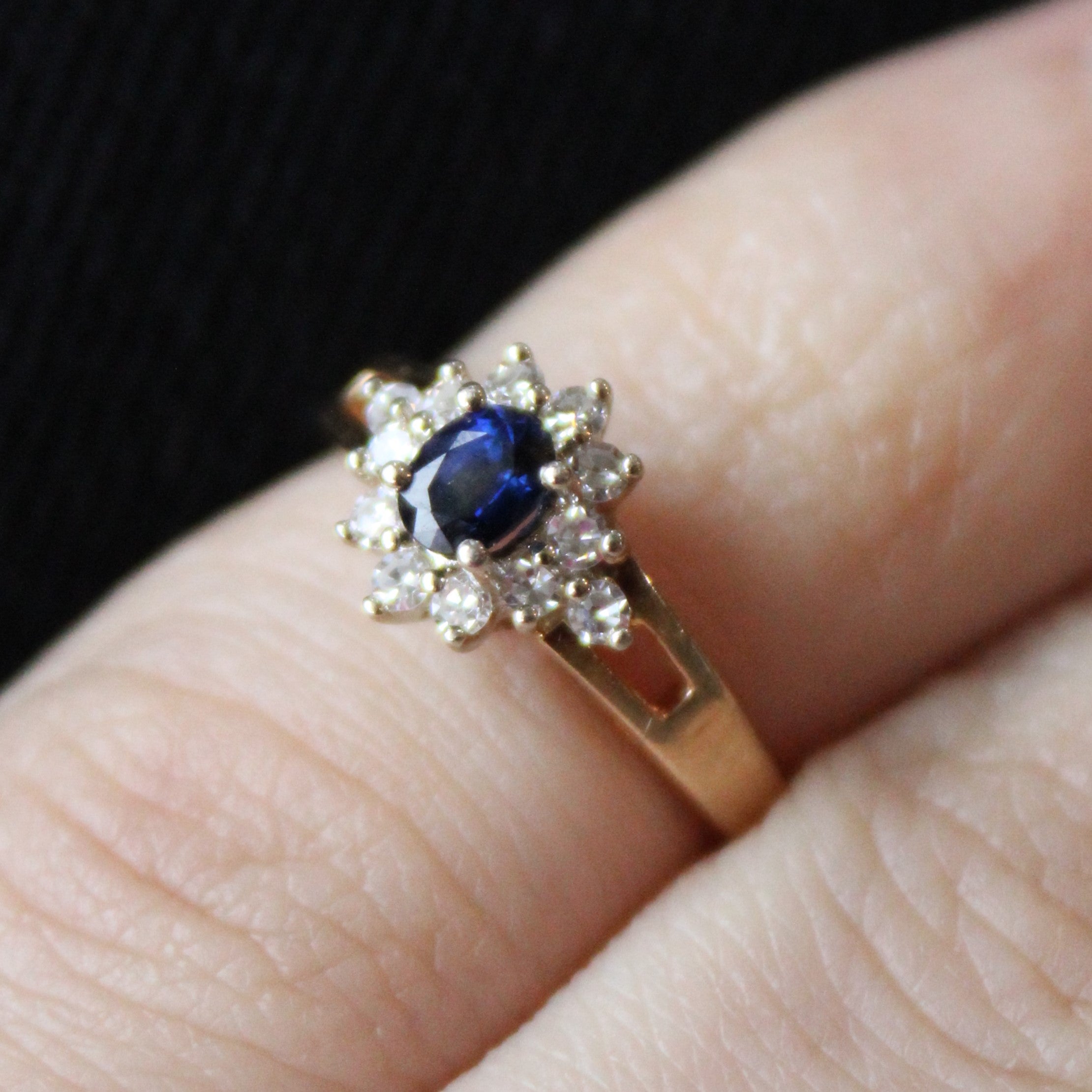 Sapphire & Diamond Cluster Set Ring | 0.25ct, 0.14ctw | SZ 2.5 |