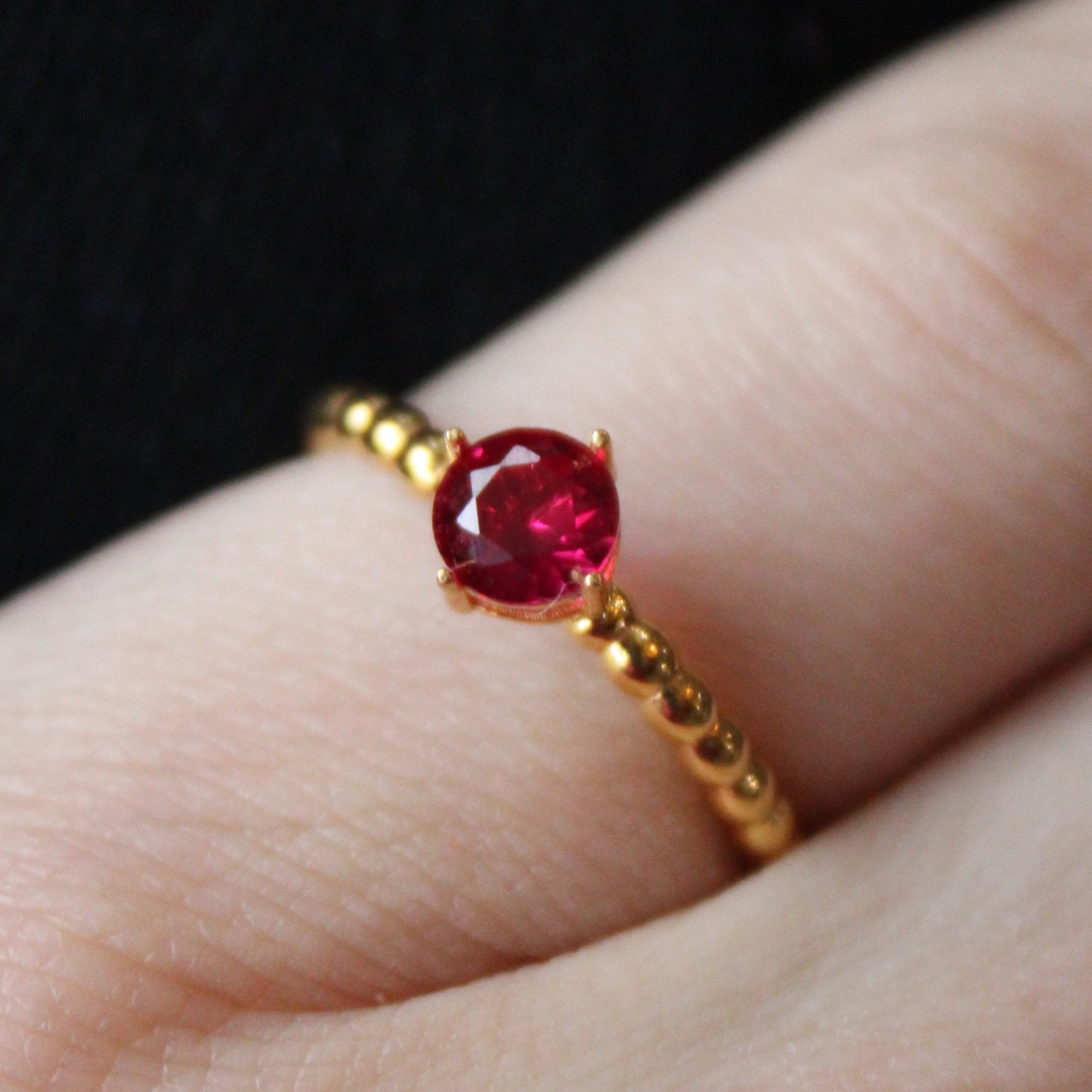 Synthetic Ruby Solitaire Ring | 0.48ct | SZ 6 |