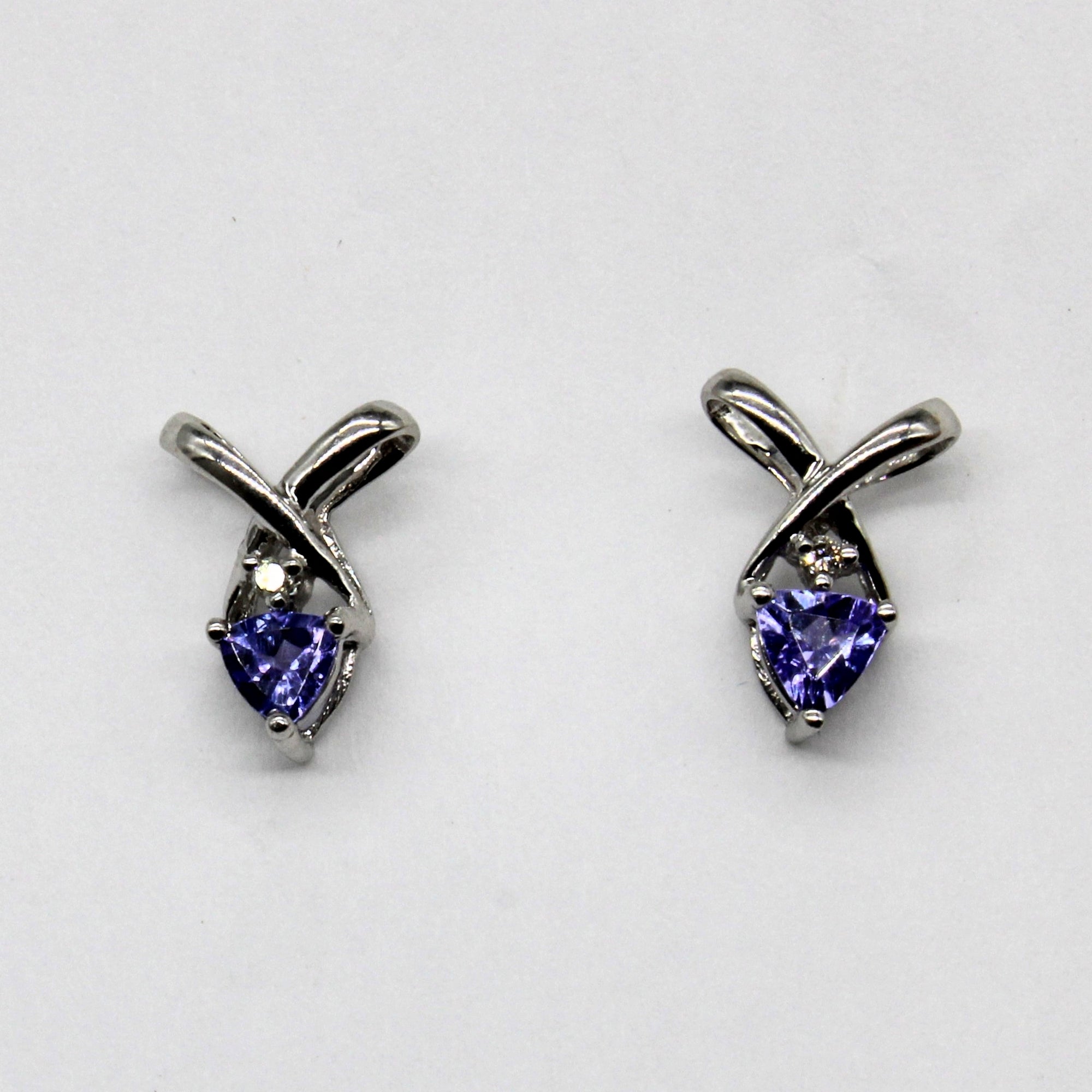 Tanzanite & Diamond Stud Earrings | 0.22ctw, 0.02ctw |