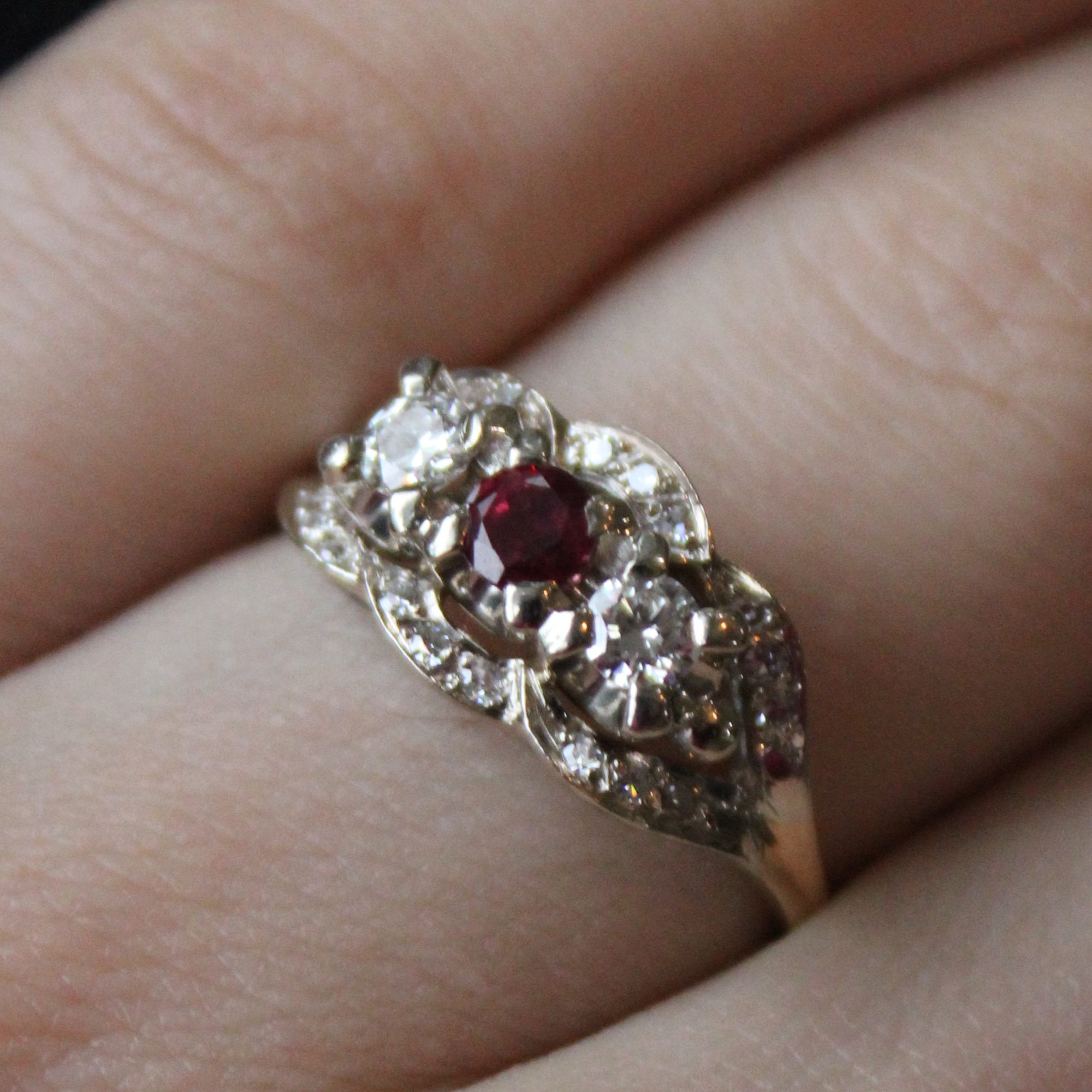Diamond & Ruby Engagement Ring | 0.44ctw, 0.35ct | SZ 8 |