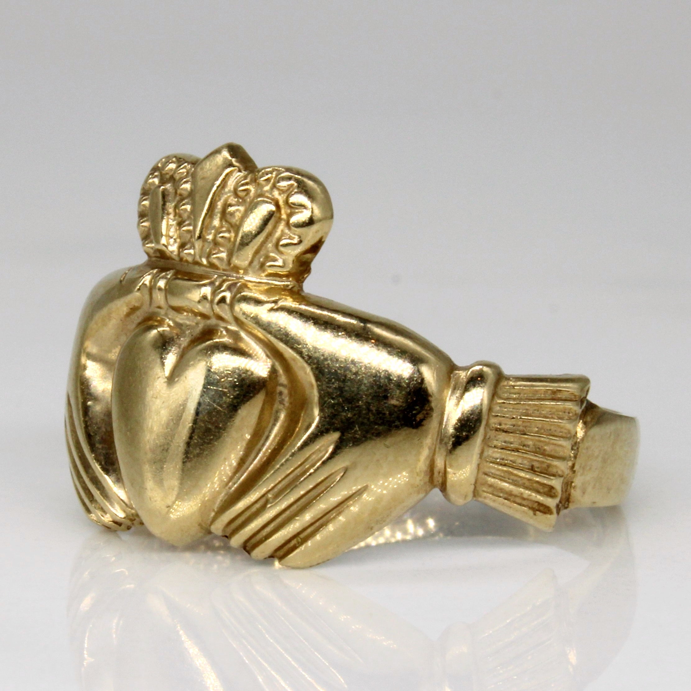 1992 Hallmarked 9k Yellow Gold Claddagh Ring | SZ 9.5 |