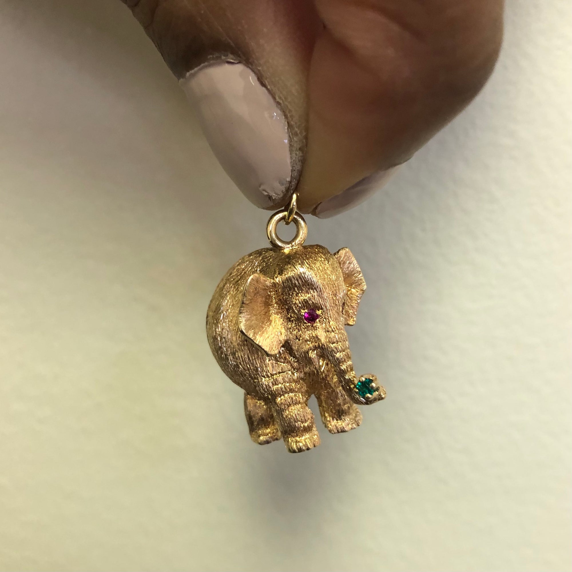 Synthetic Ruby Elephant Pendant | 0.03ctw |