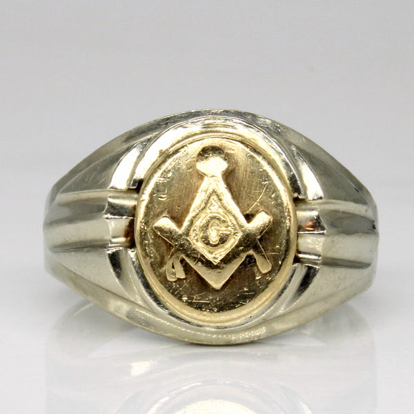 10k Two Tone Gold Free Masons Ring | SZ 8.25 |
