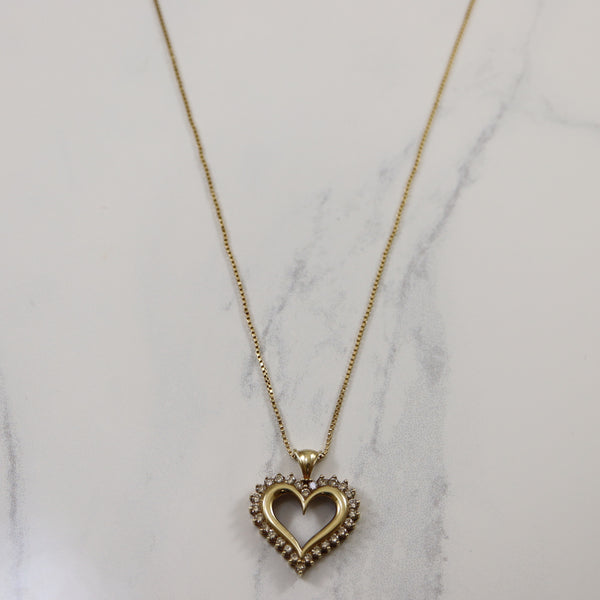 Pave Set Halo Diamond Heart Necklace | 0.84ctw | 25
