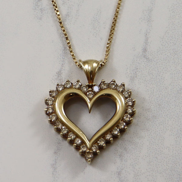 Pave Set Halo Diamond Heart Necklace | 0.84ctw | 25
