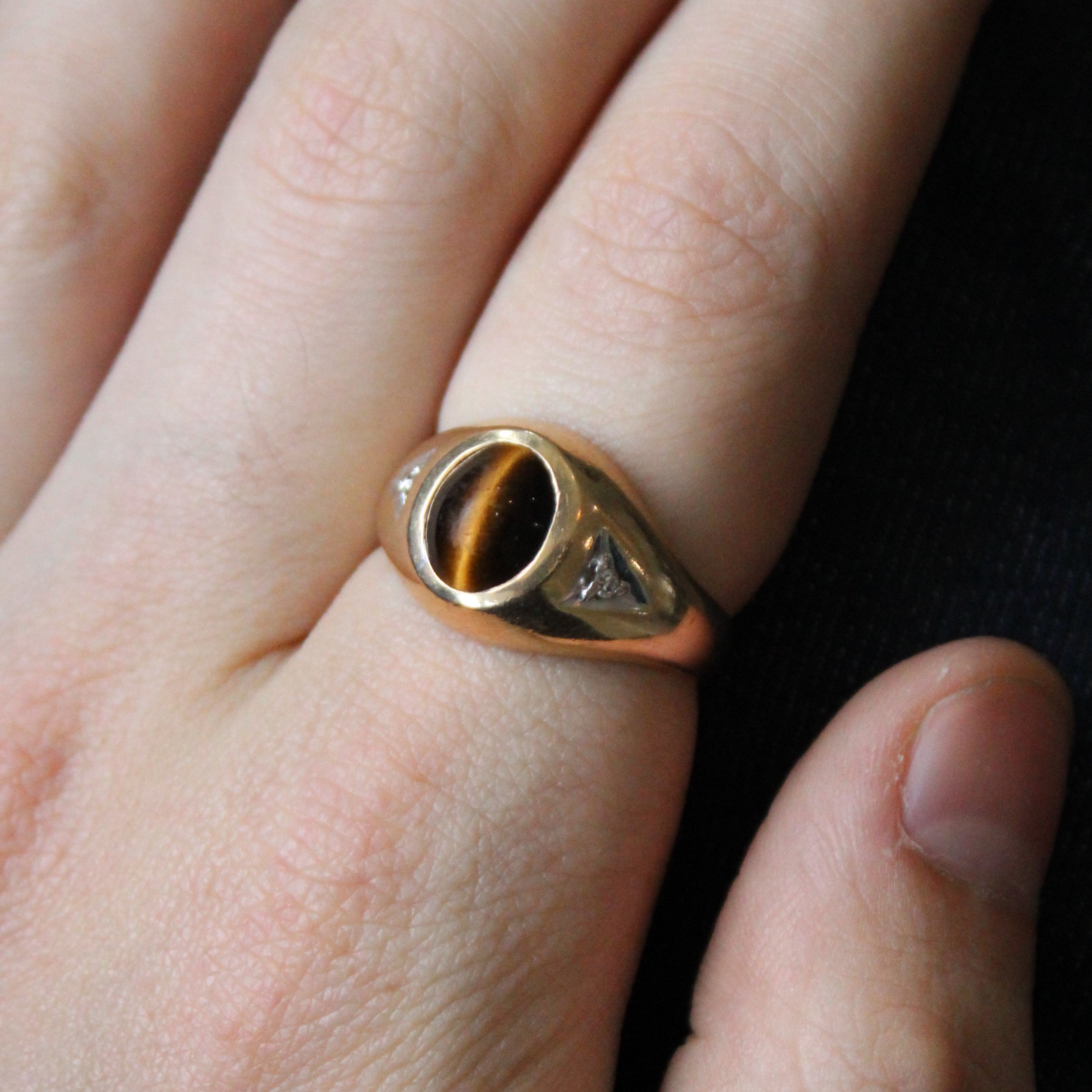 Tiger Eye Simulant & Diamond Ring | 2.00ct, 0.04ctw | SZ 12.25 |