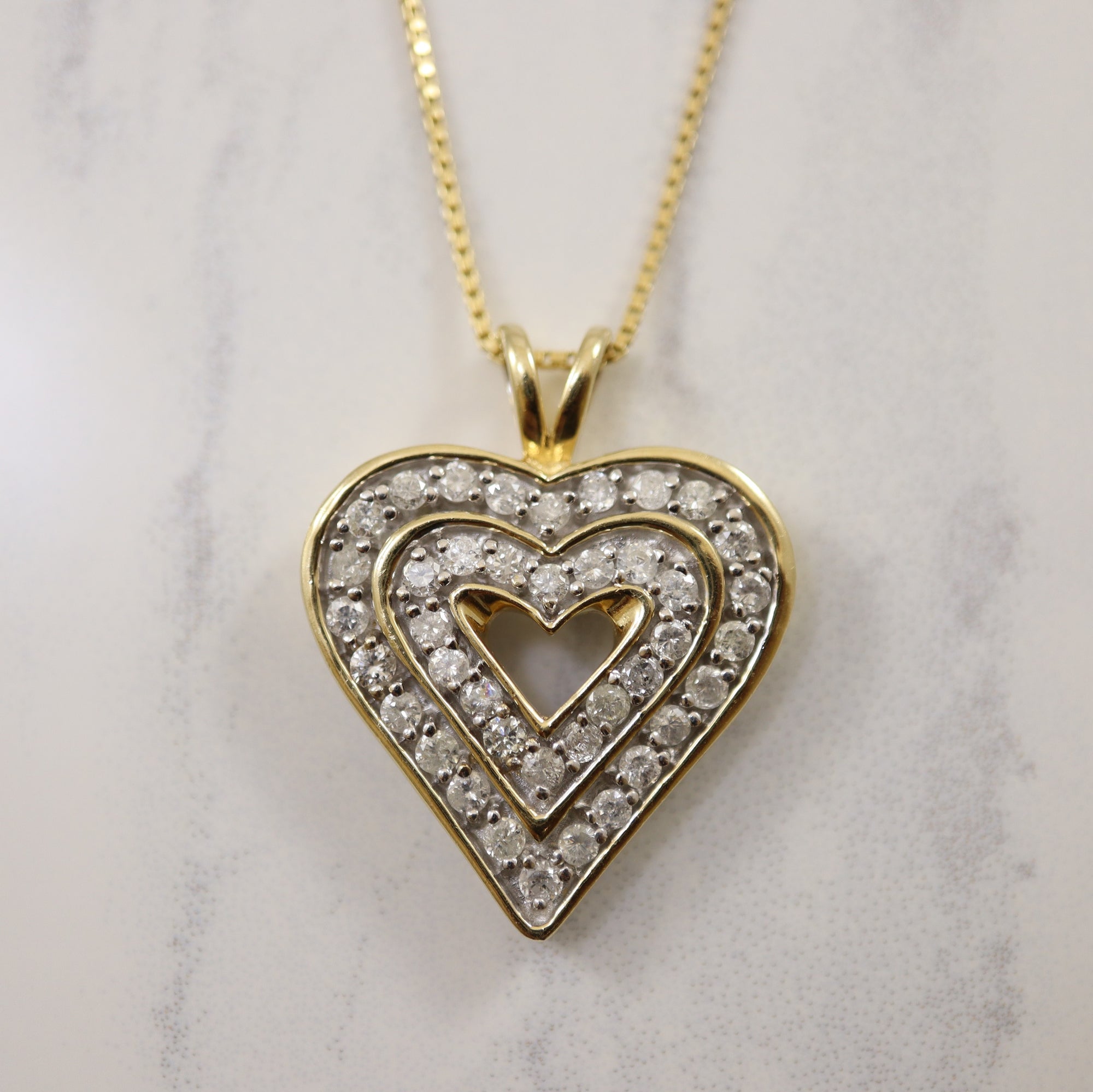 Channel Set Diamond Heart Necklace | 0.70ctw | 34