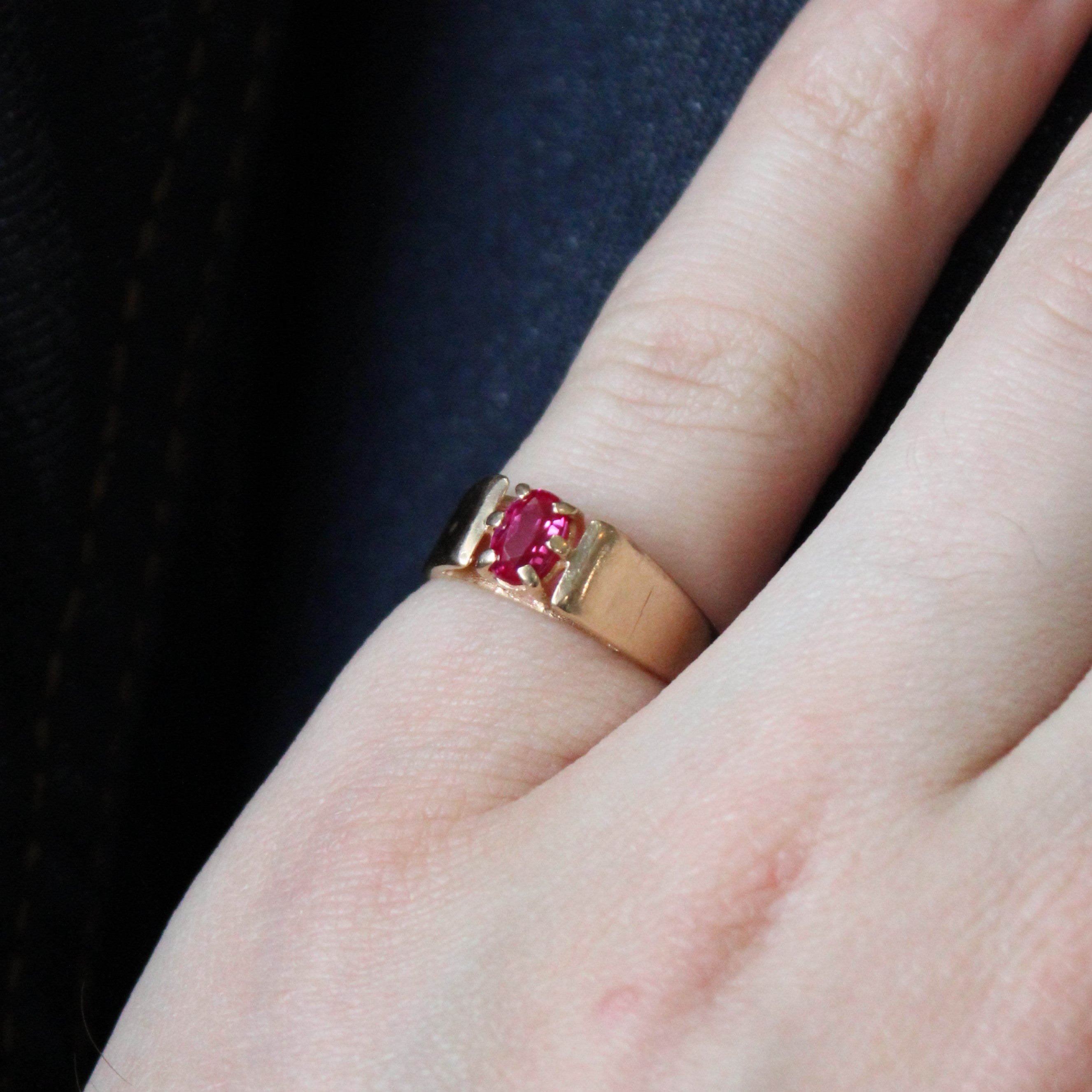 Synthetic Ruby High Set Ring | 0.40ct | SZ 5.75 |