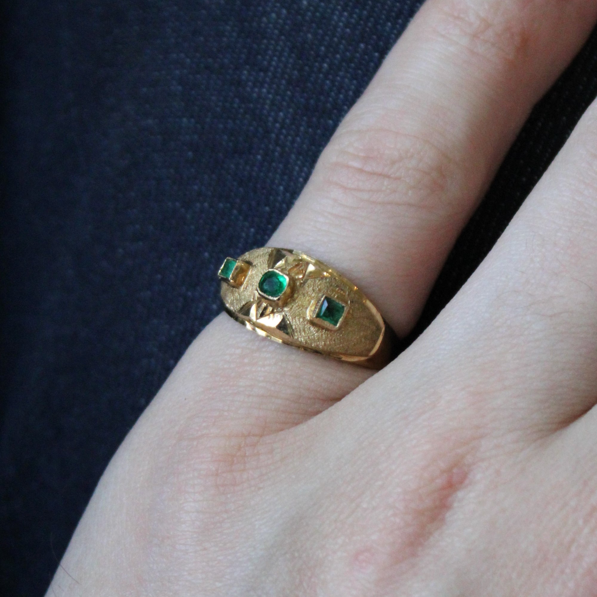Three Stone Emerald Ring | 0.13ctw | SZ 6.75 |