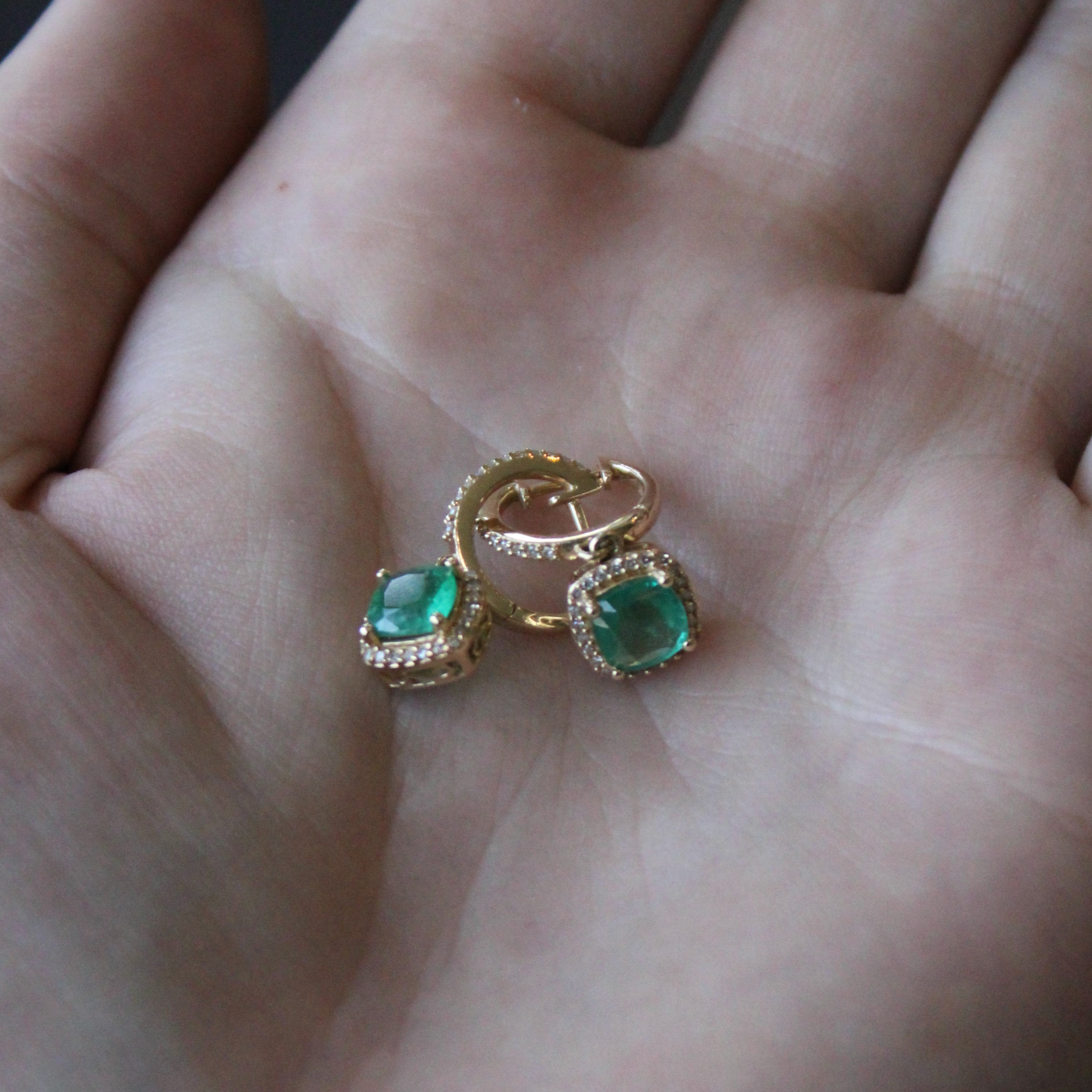 Emerald & Diamond Drop Earrings | 1.50ctw, 0.25ctw |