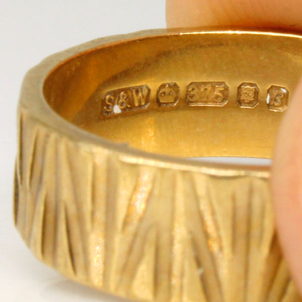 1976 9k Yellow Gold Carved Band | SZ 7.25 |
