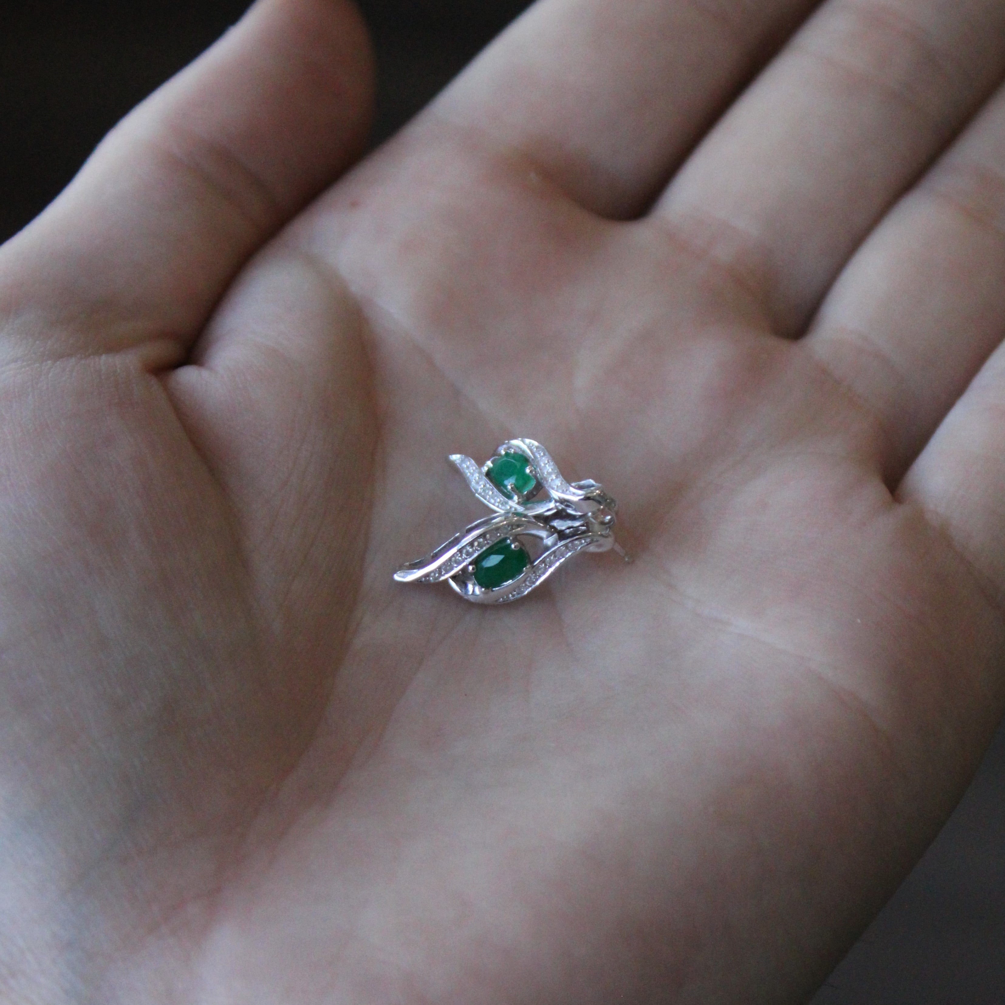 Boucles d'oreilles émeraudes et diamants | 0,36 ct, 0,12 ct | 