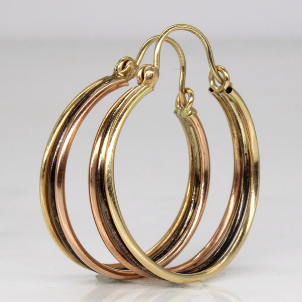 10k Multi Tone Gold Hoop Earrings